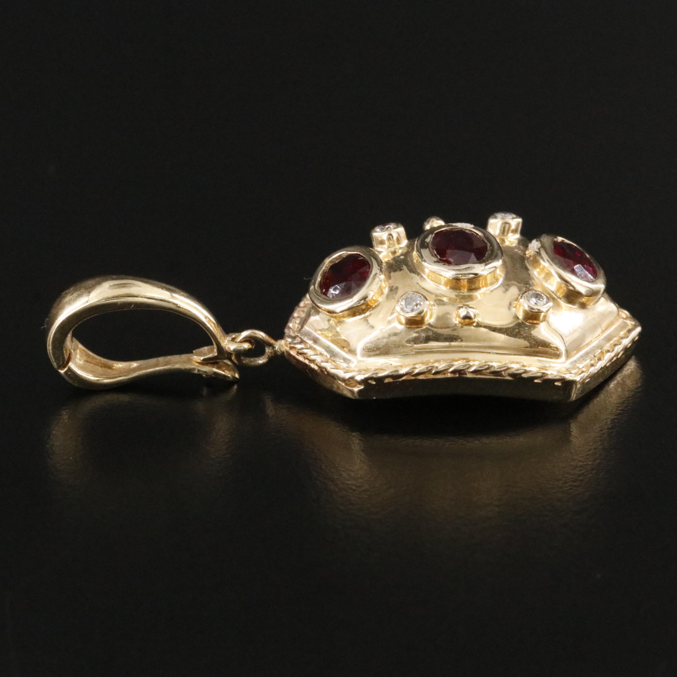 14K Ruby and Diamond Enhancer Pendant