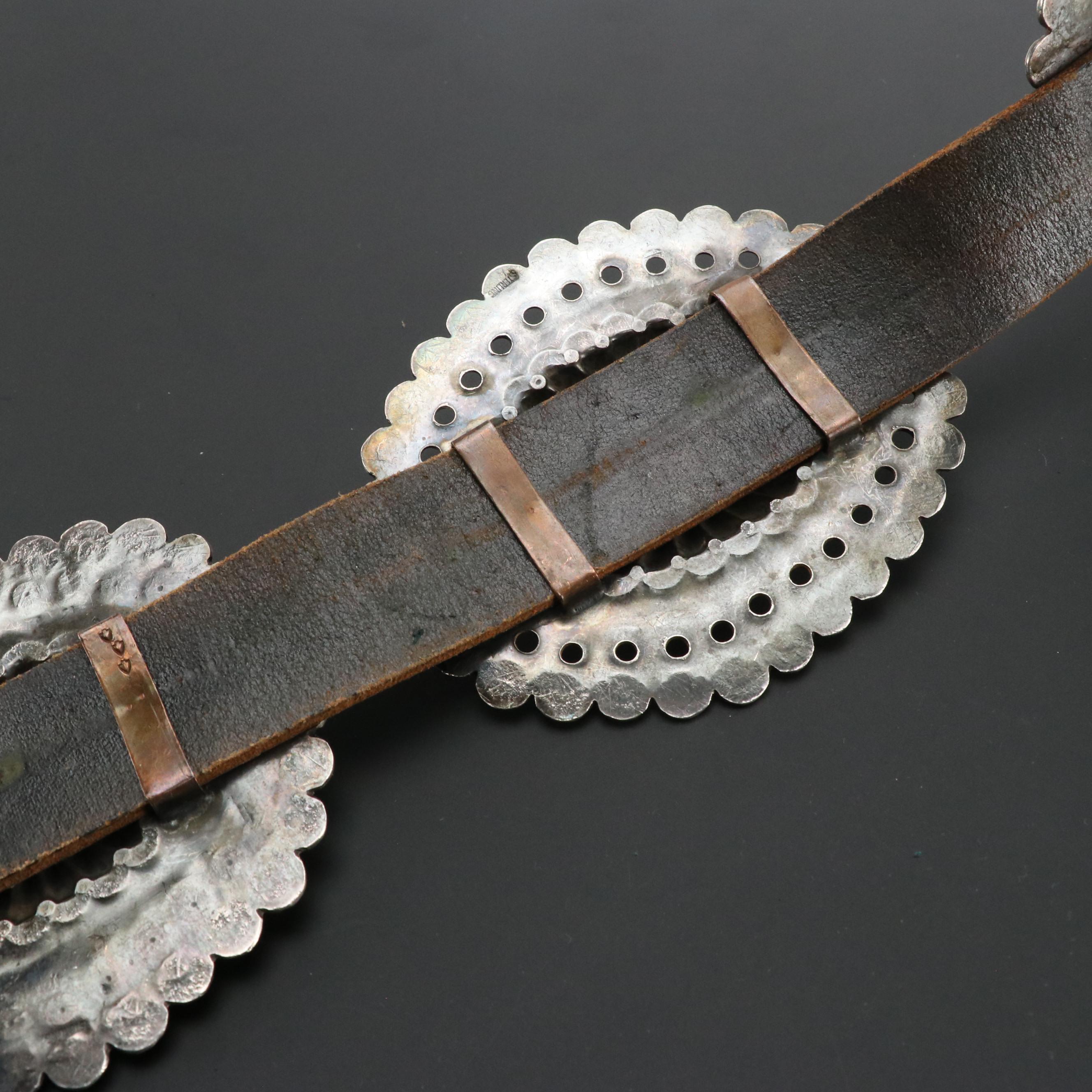 Southwestern Sterling Silver Turquoise Large Concho Belt