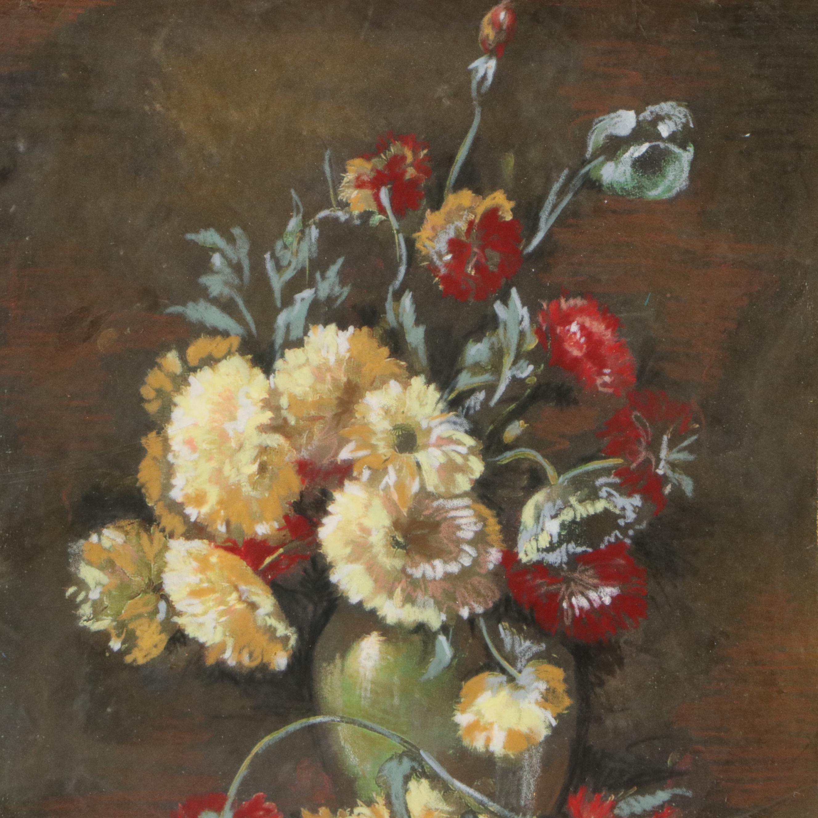 Floral Still Life Mixed Media Prints, Late 20th Century