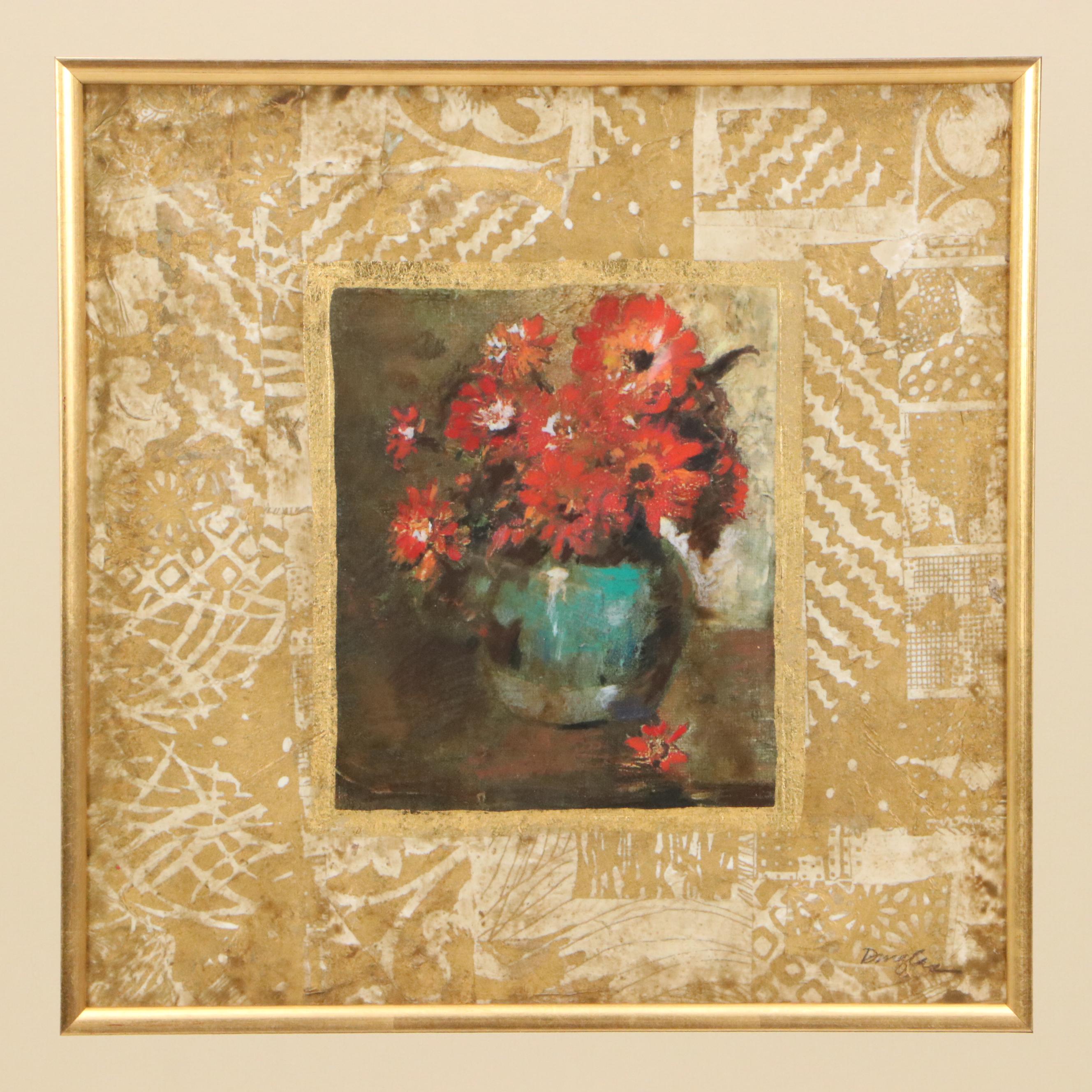 Floral Still Life Mixed Media Prints, Late 20th Century