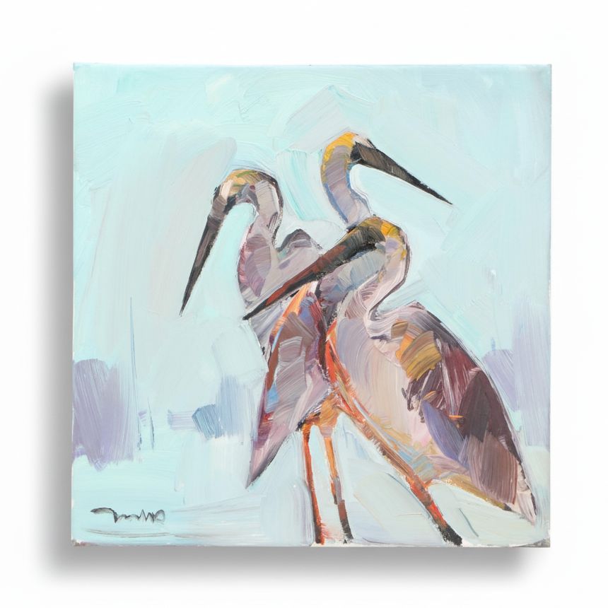 Jose Trujillo Oil Painting "Cranes," 2019