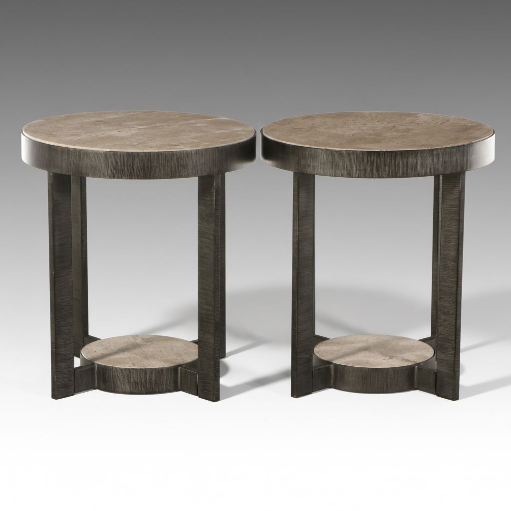 Pair of Modern Contemporary Circular End Tables