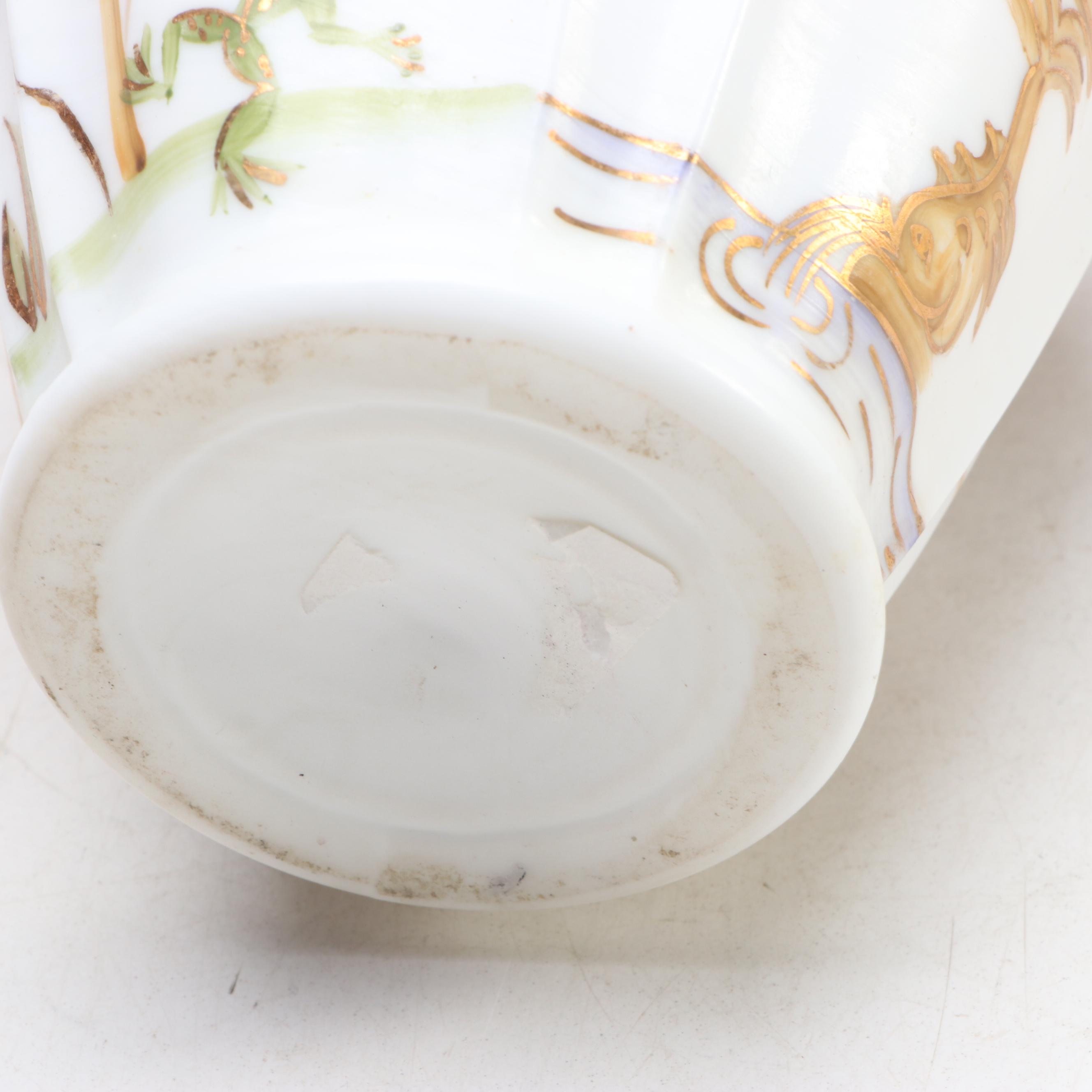 Fenton "Berries on Wild Rose" Vase with "Asian Garden" Pitcher and Ruffled Bowl