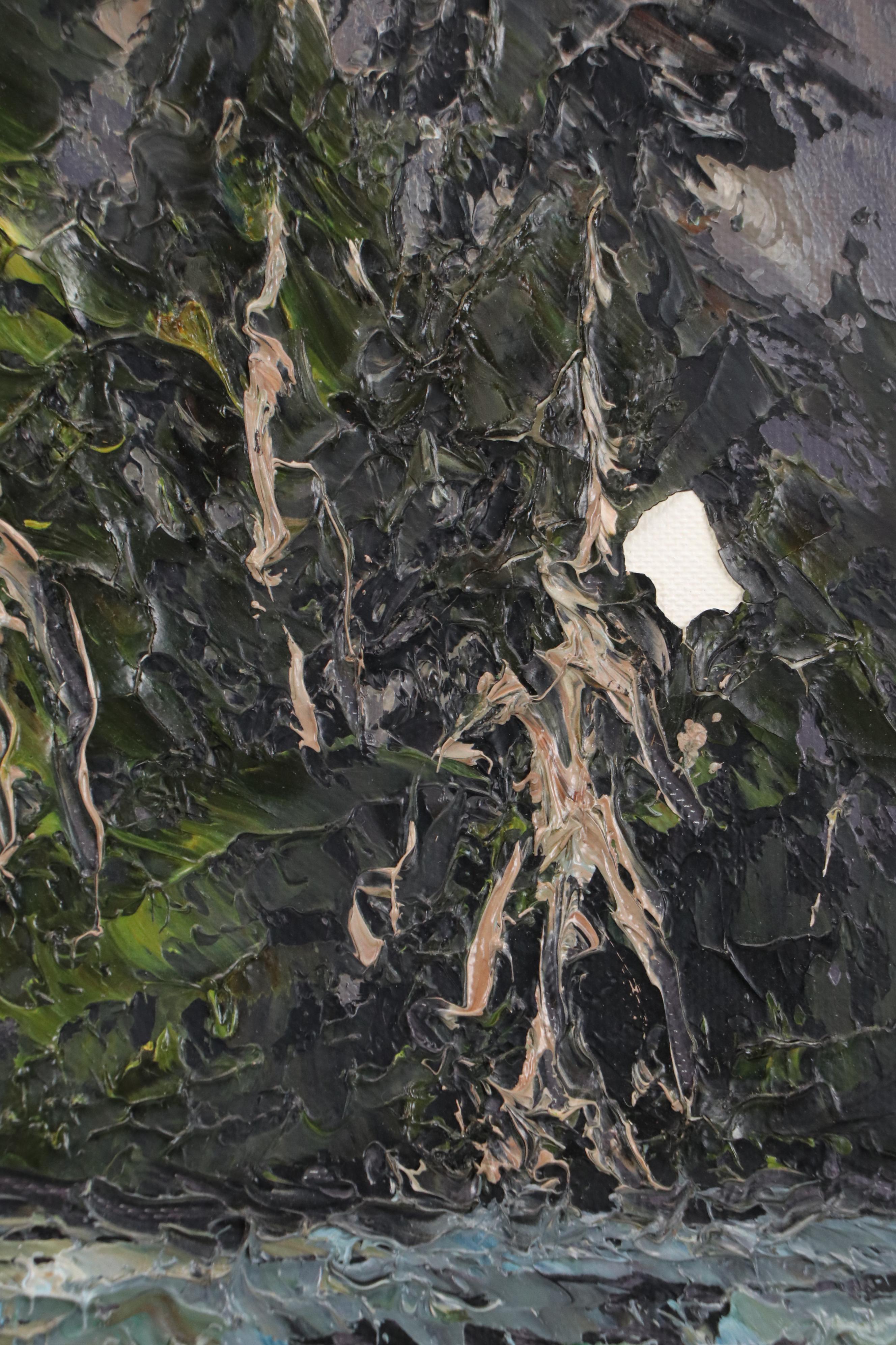 Alpine Chalet Landscape Oil Painting