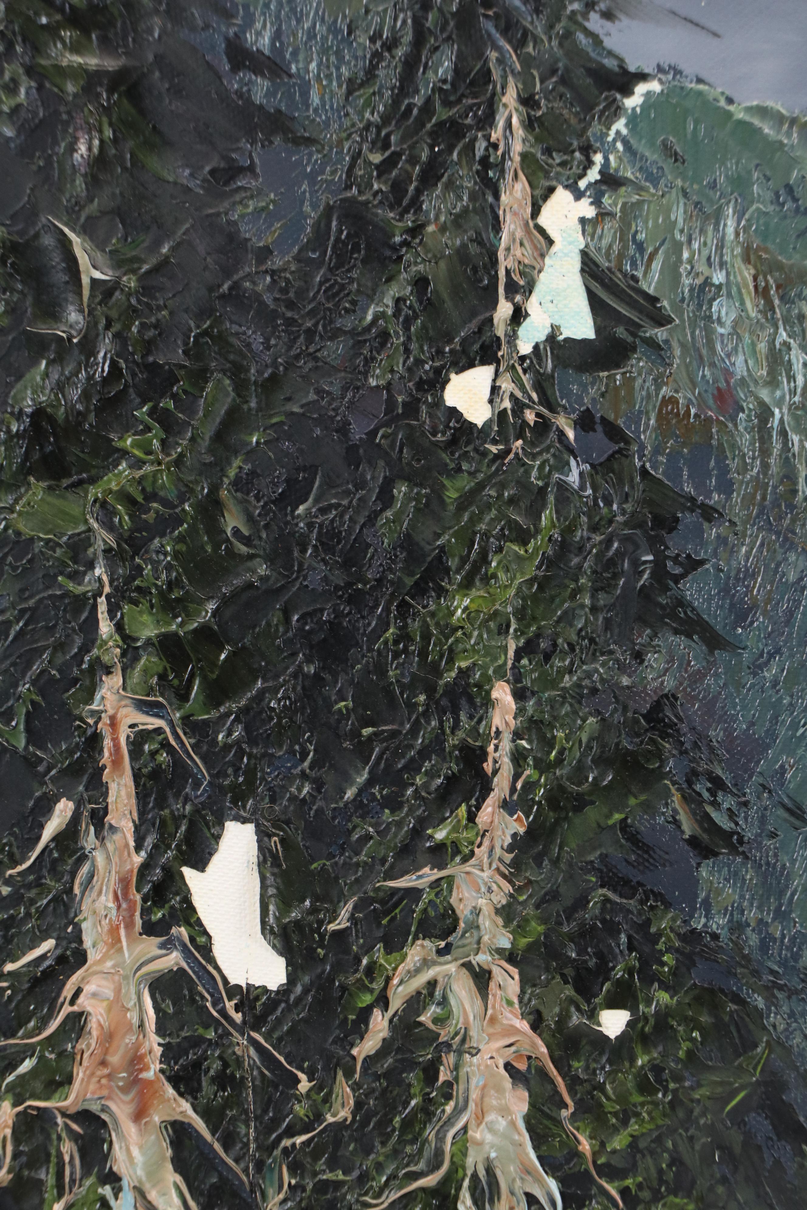 Alpine Chalet Landscape Oil Painting