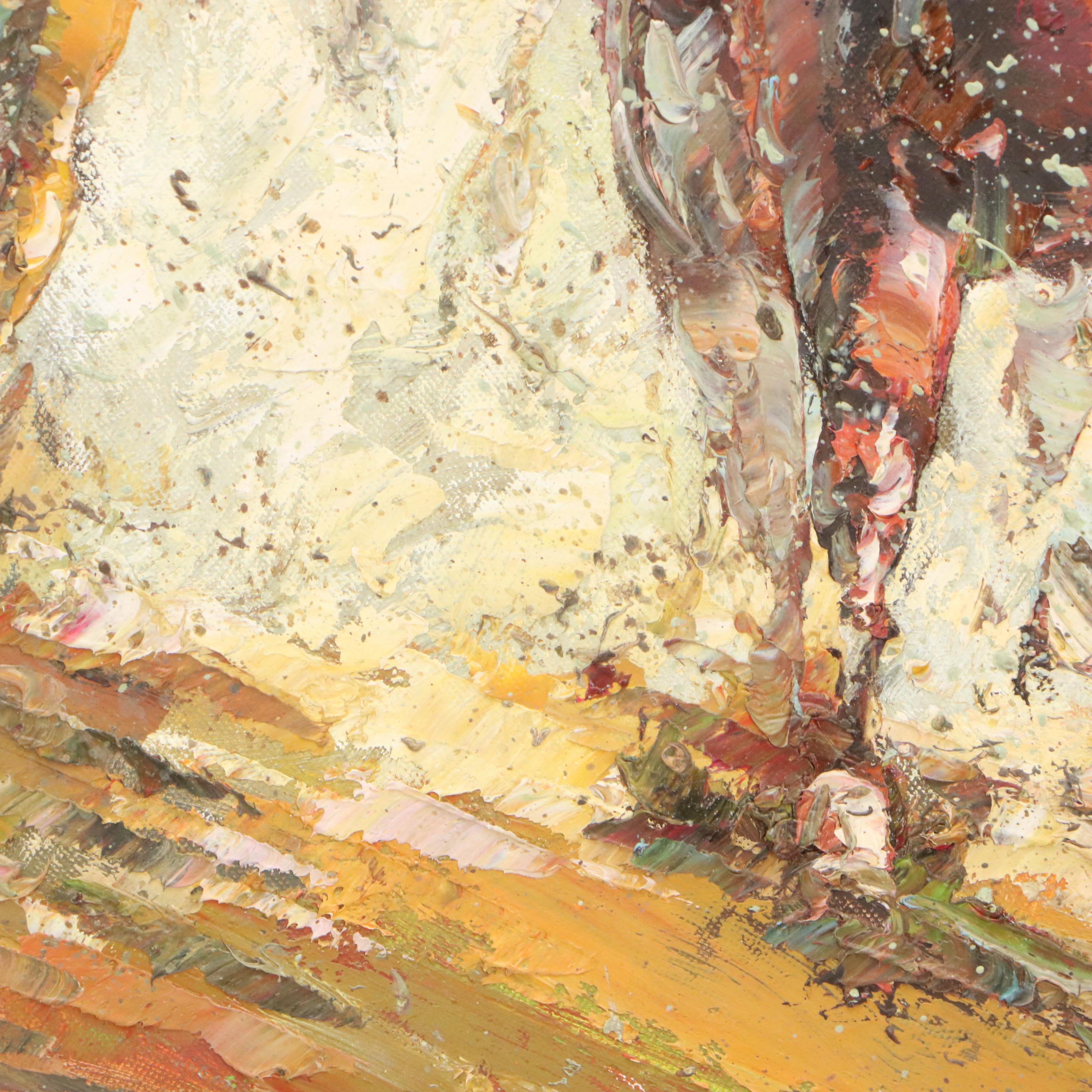 Expressionist Style Horses Racing on the Third Turn, Late 20th Century