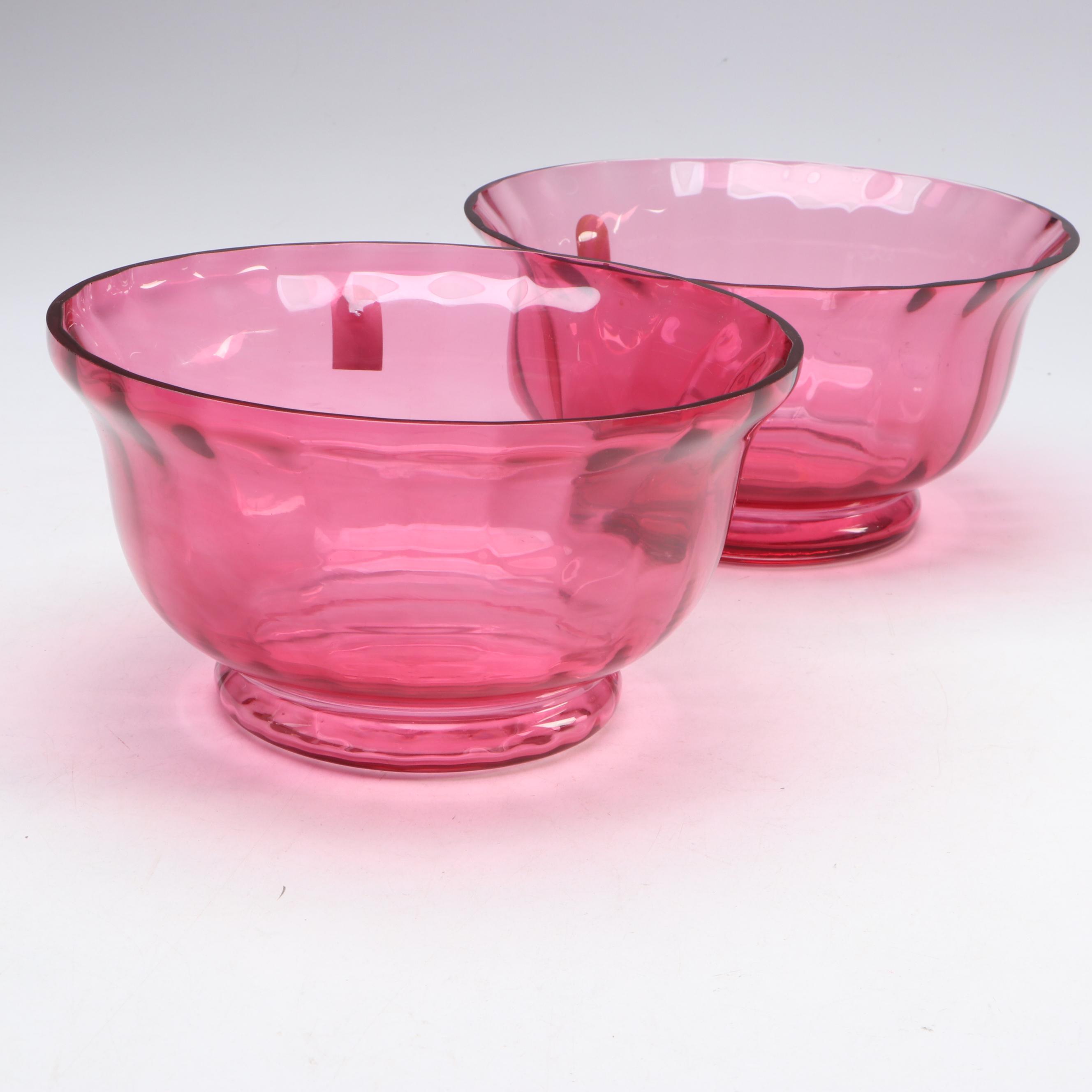 Pilgrim "Paul Revere" Cranberry Glass Bowls with Hollow Rolling Pin