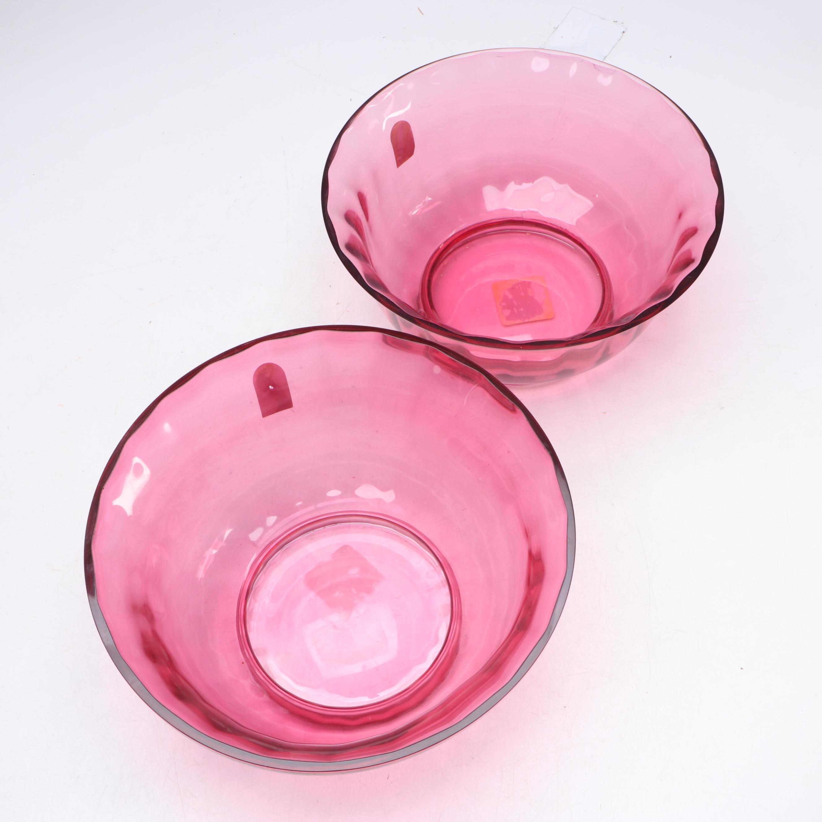 Pilgrim "Paul Revere" Cranberry Glass Bowls with Hollow Rolling Pin