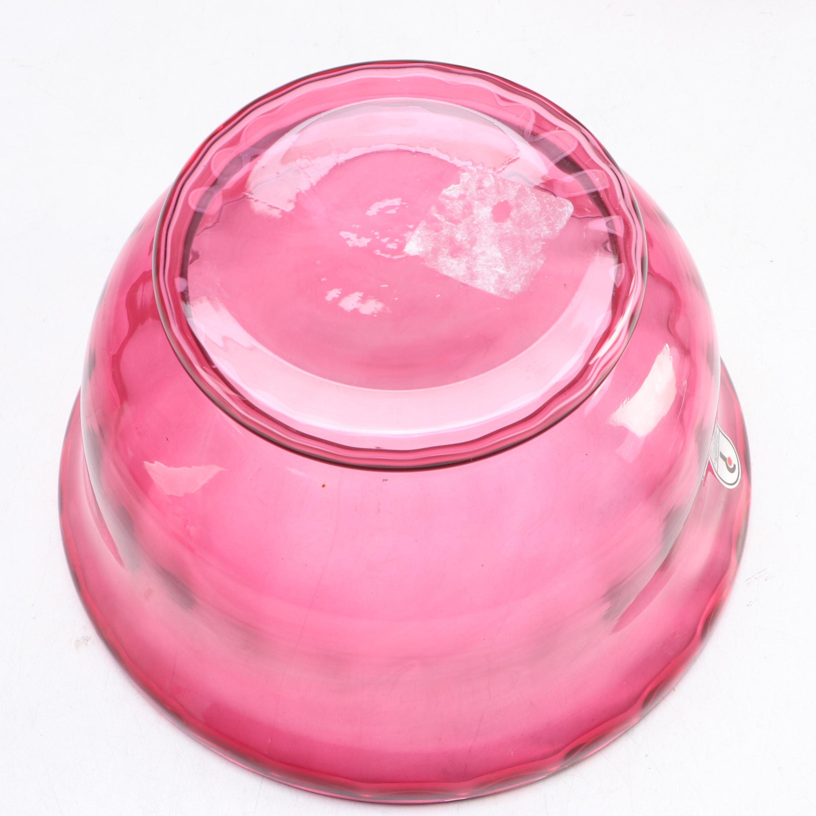 Pilgrim "Paul Revere" Cranberry Glass Bowls with Hollow Rolling Pin