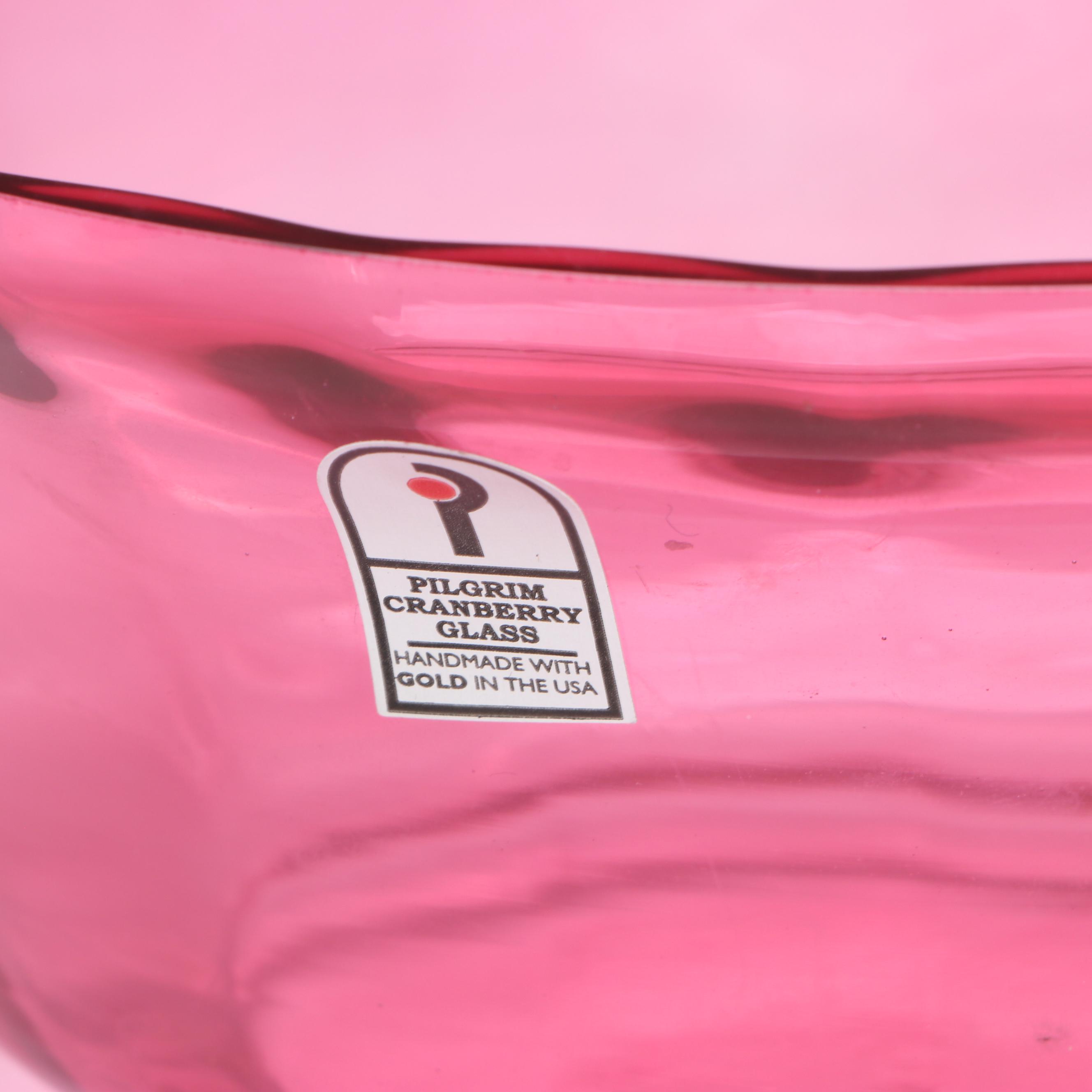 Pilgrim "Paul Revere" Cranberry Glass Bowls with Hollow Rolling Pin