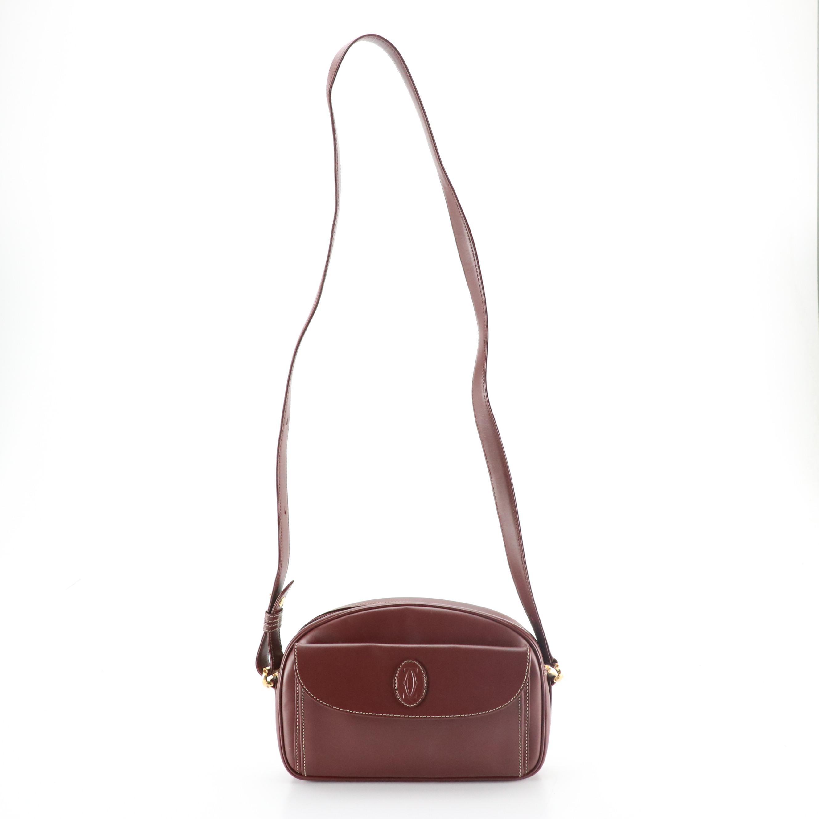 Must de Cartier Crossbody Bag in Burgundy Calfskin Leather
