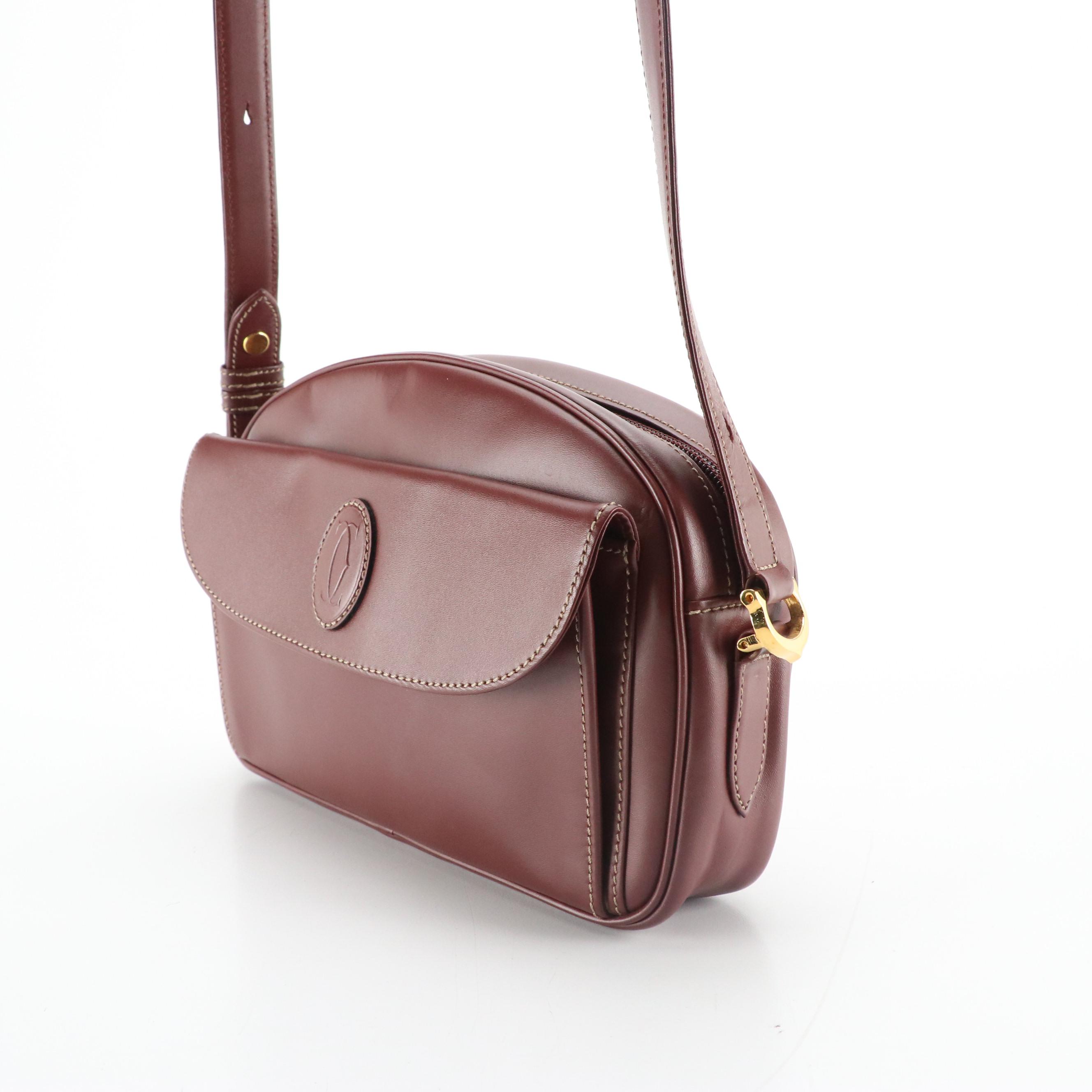 Must de Cartier Crossbody Bag in Burgundy Calfskin Leather