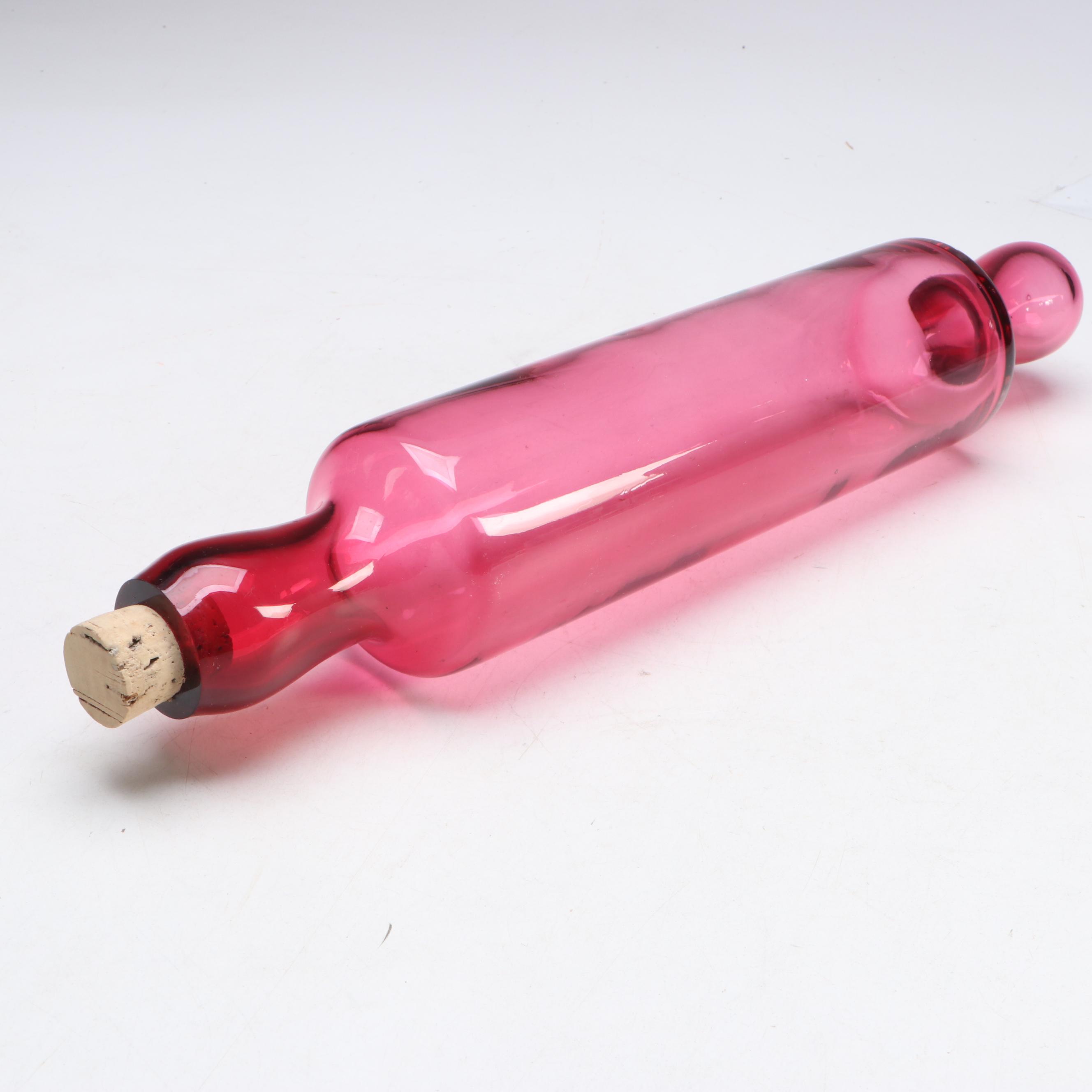 Pilgrim "Paul Revere" Cranberry Glass Bowls with Hollow Rolling Pin