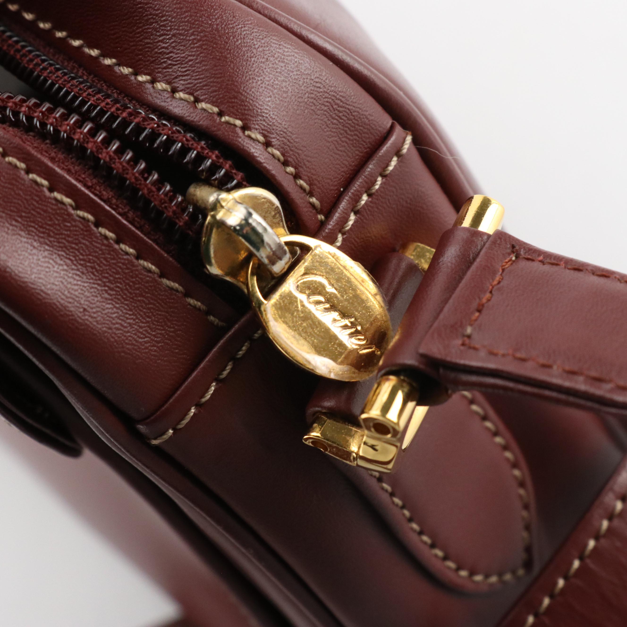 Must de Cartier Crossbody Bag in Burgundy Calfskin Leather