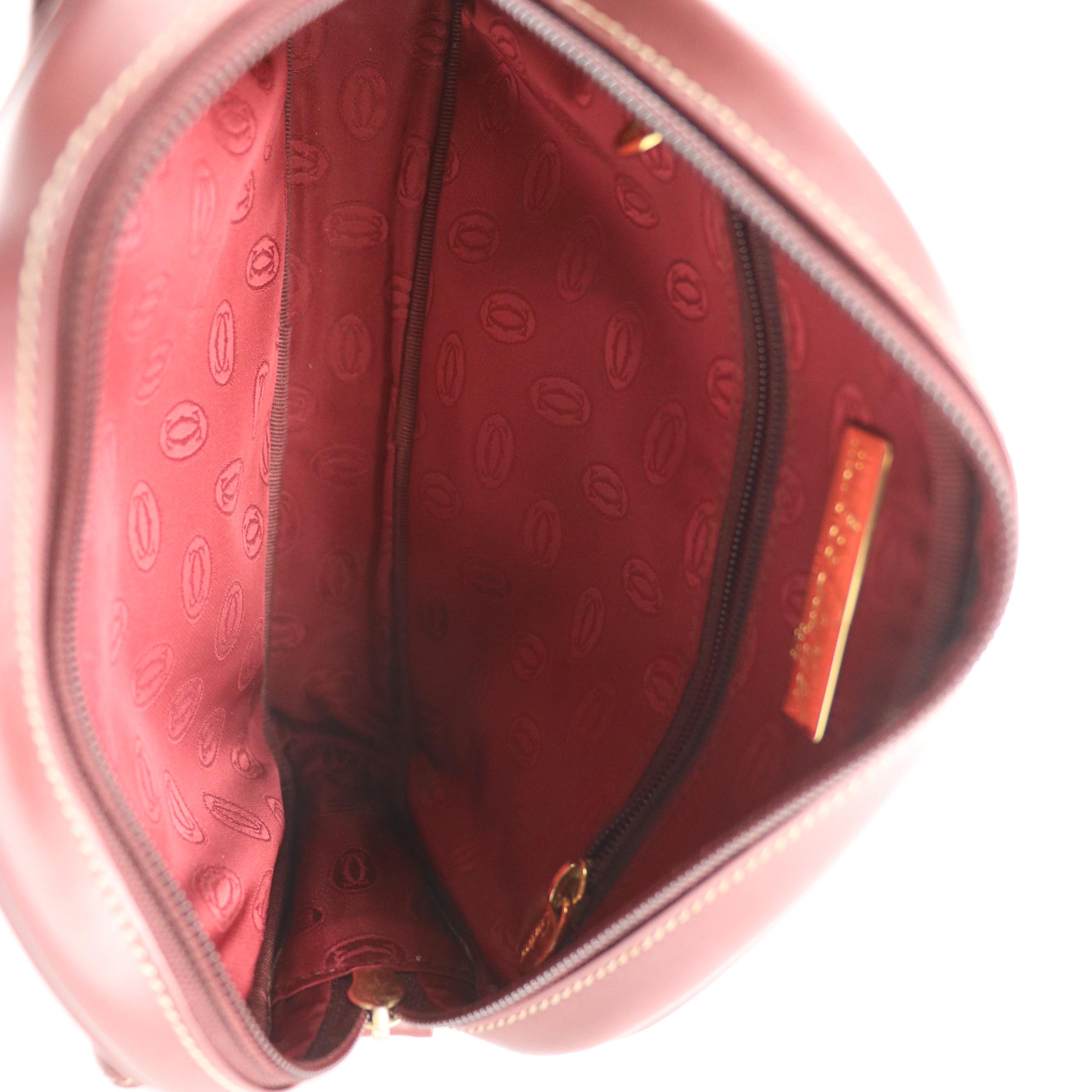 Must de Cartier Crossbody Bag in Burgundy Calfskin Leather