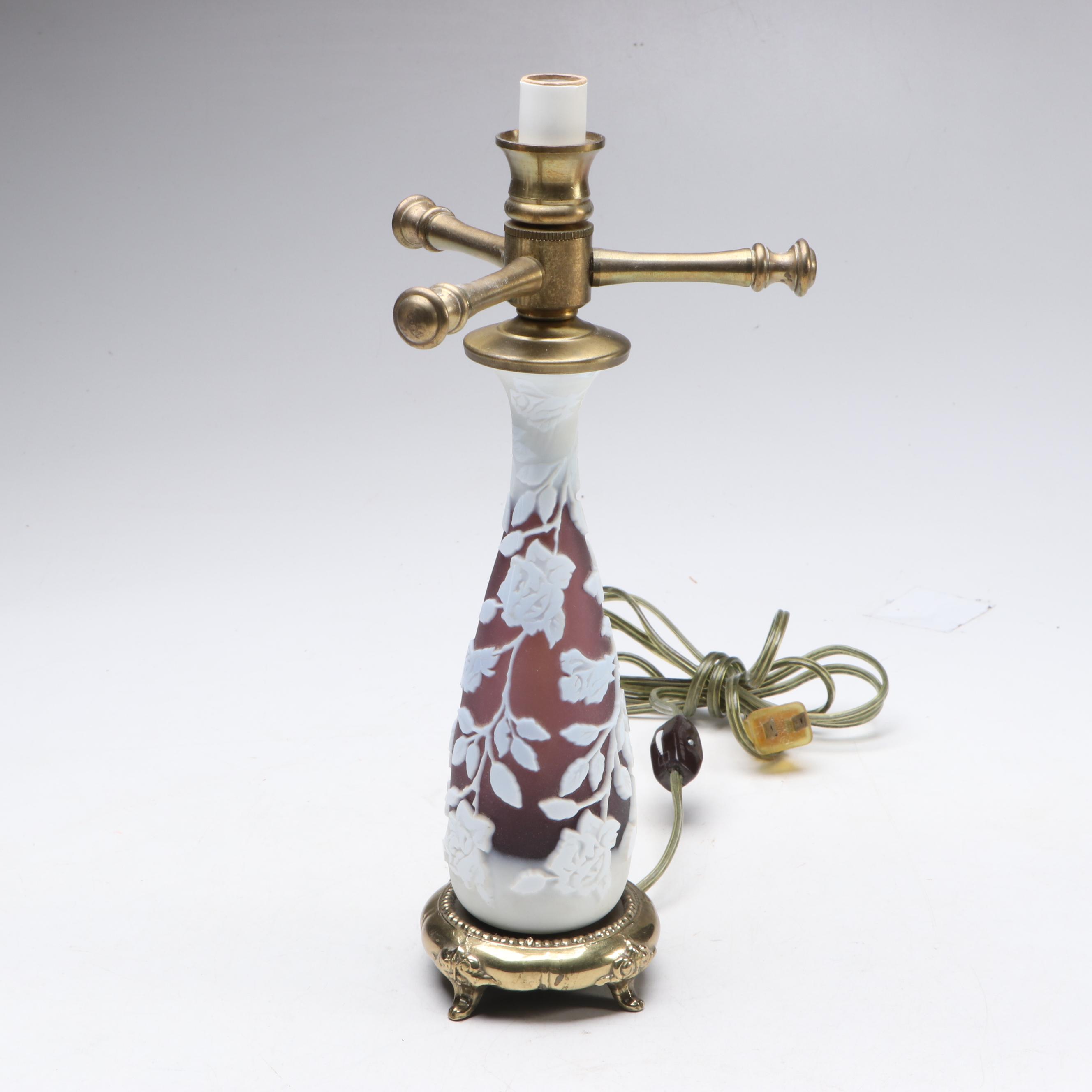 Kelsey Murphy for Pilgrim Etched Glass Botanical Accent Lamp, 1997