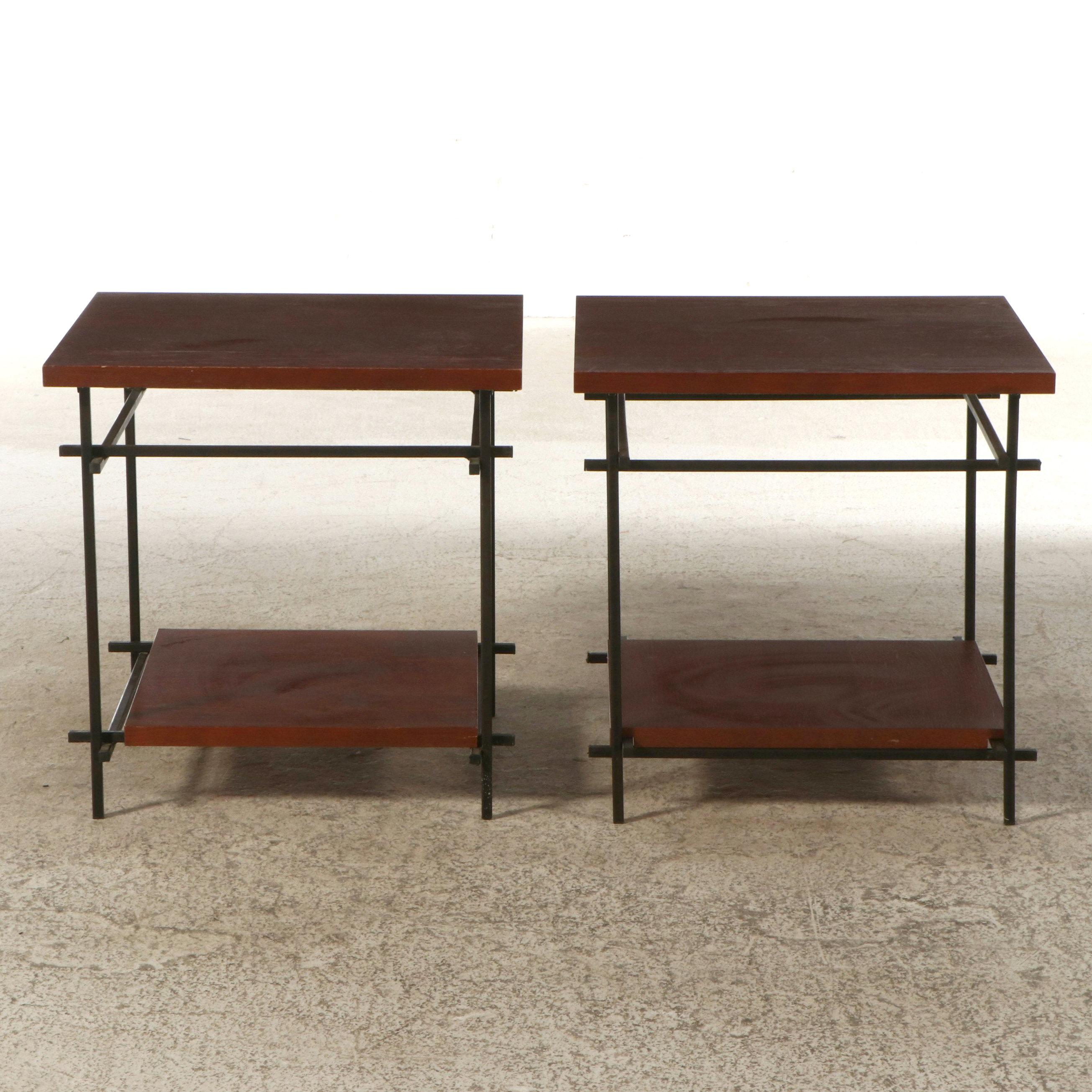 Pair of Contemporary Two-Tiered End Tables