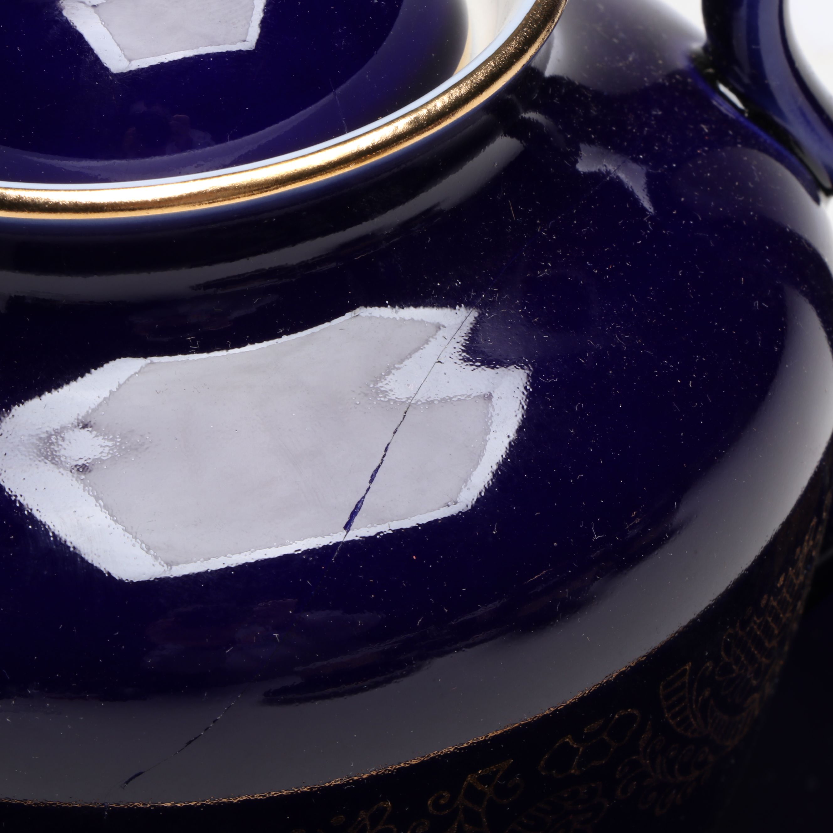 Lomonosov Gilt Cobalt Blue Porcelain Tea Set