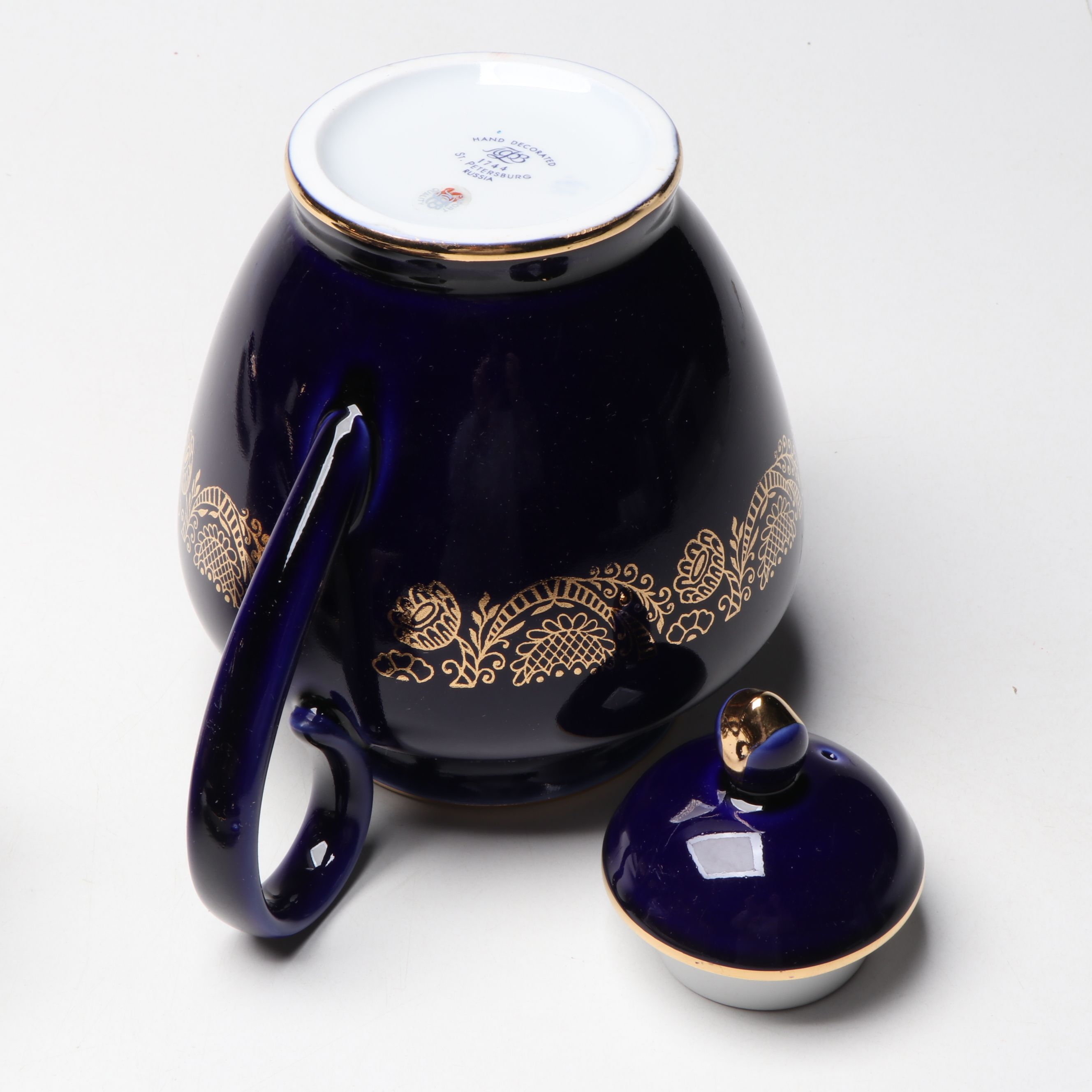 Lomonosov Gilt Cobalt Blue Porcelain Tea Set