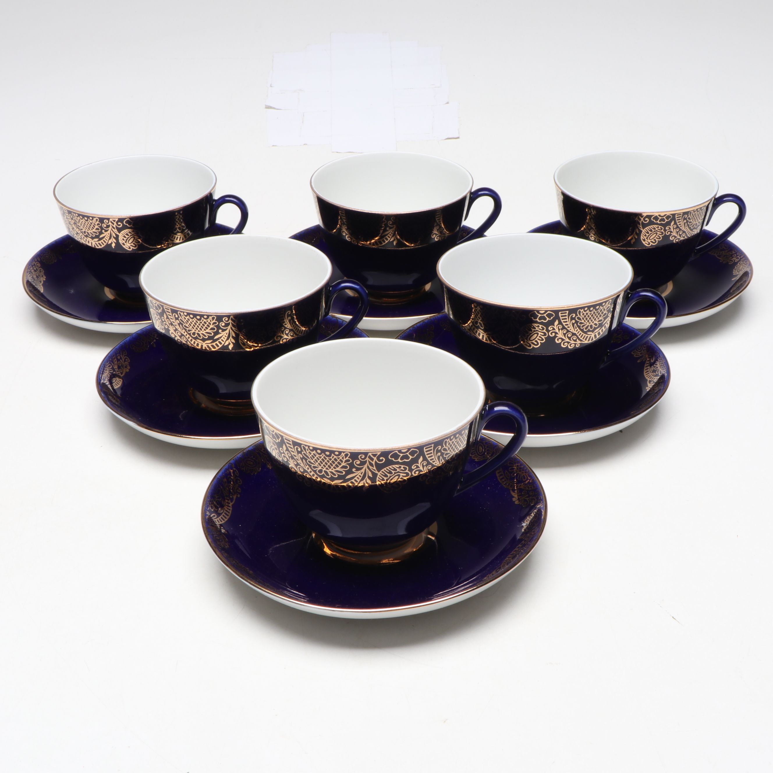 Lomonosov Gilt Cobalt Blue Porcelain Tea Set