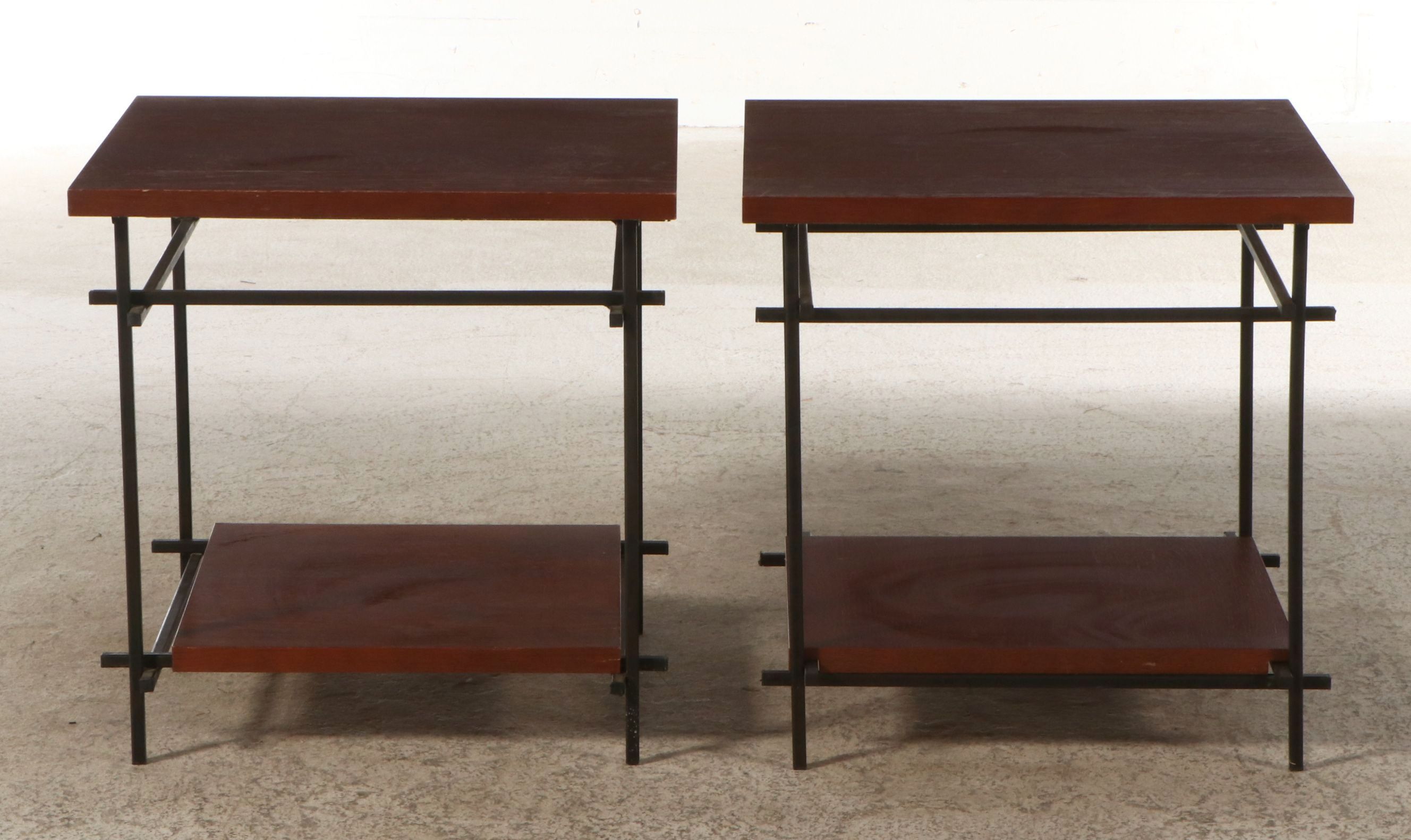 Pair of Contemporary Two-Tiered End Tables