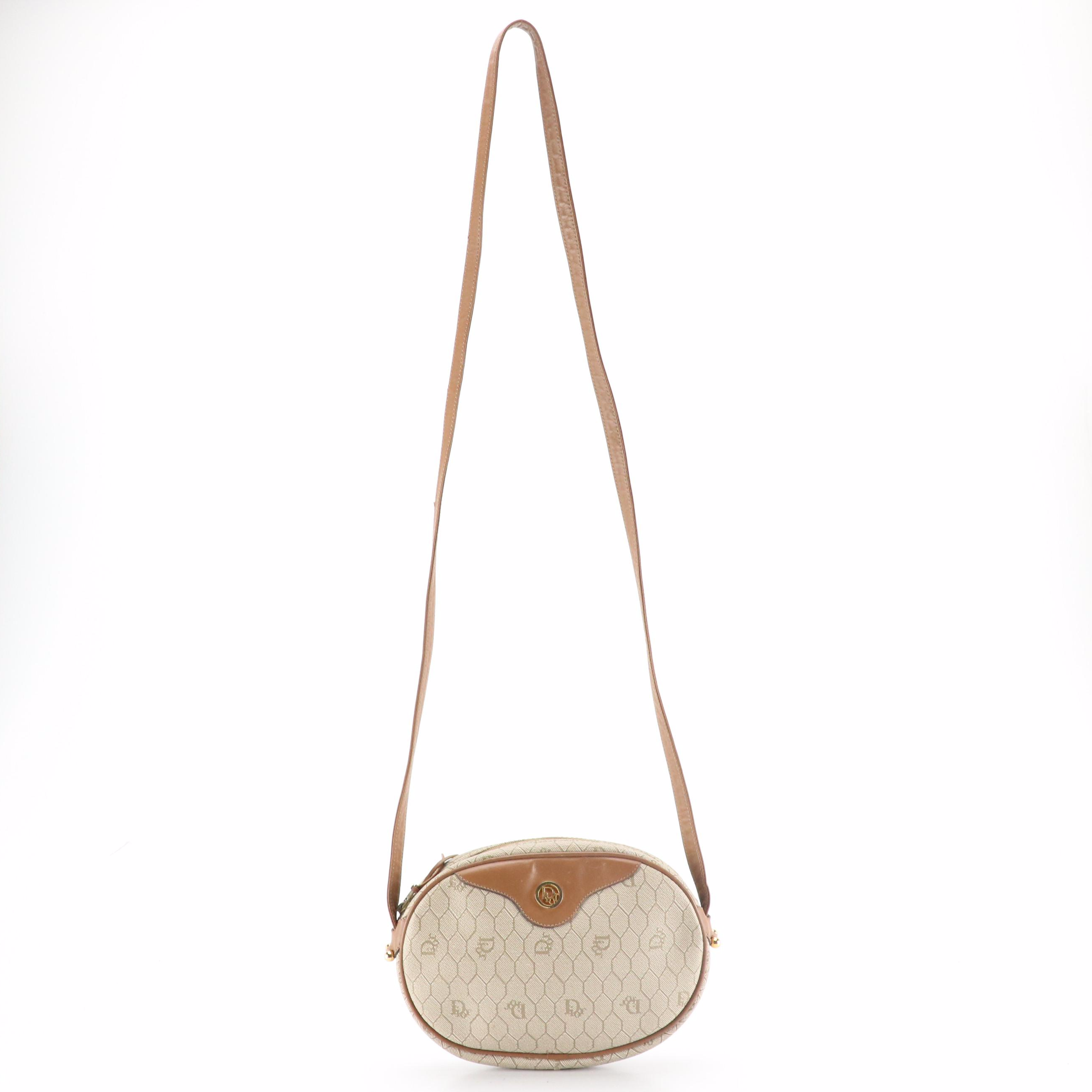 Christian Dior Crossbody Bag in Honeycomb Canvas and Leather