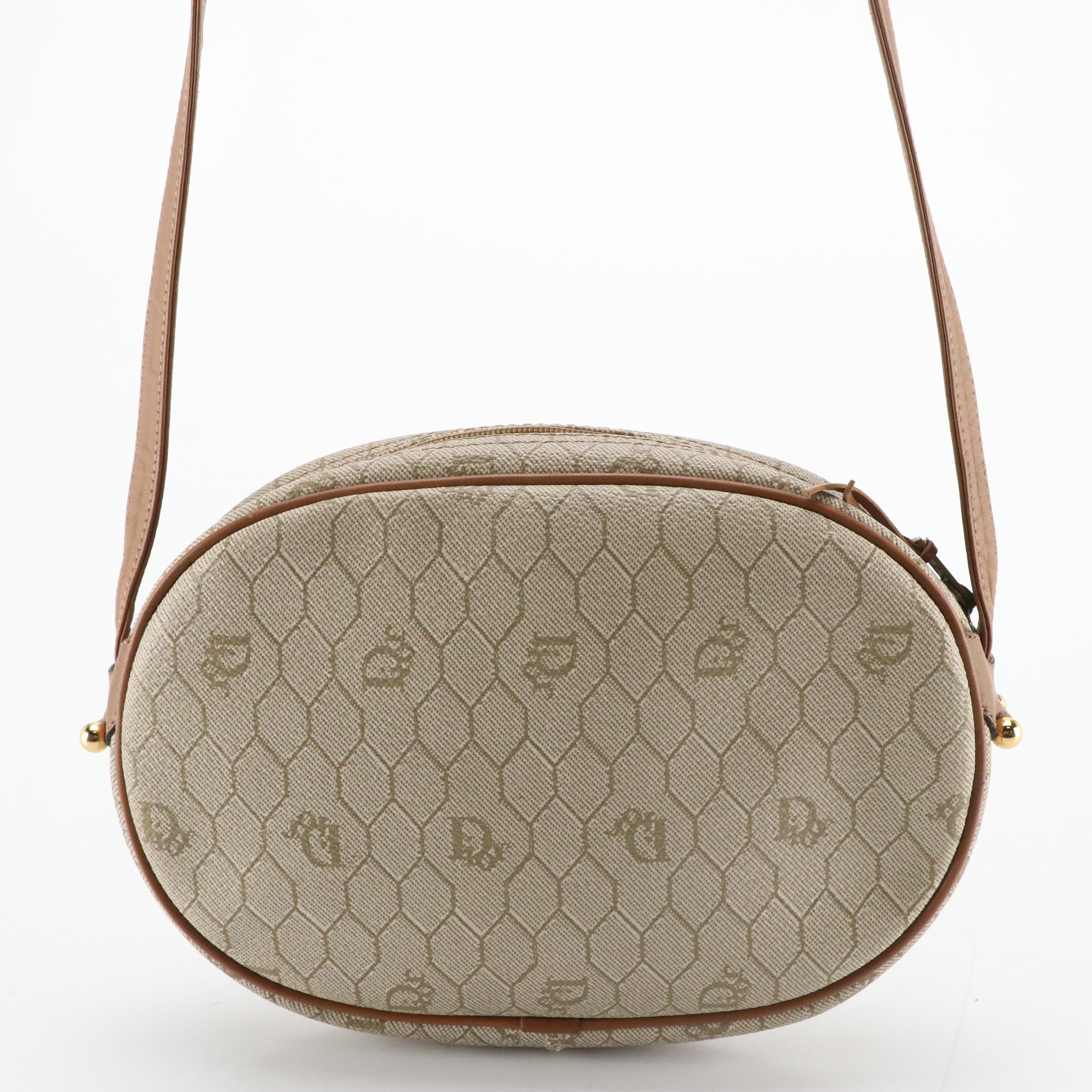 Christian Dior Crossbody Bag in Honeycomb Canvas and Leather