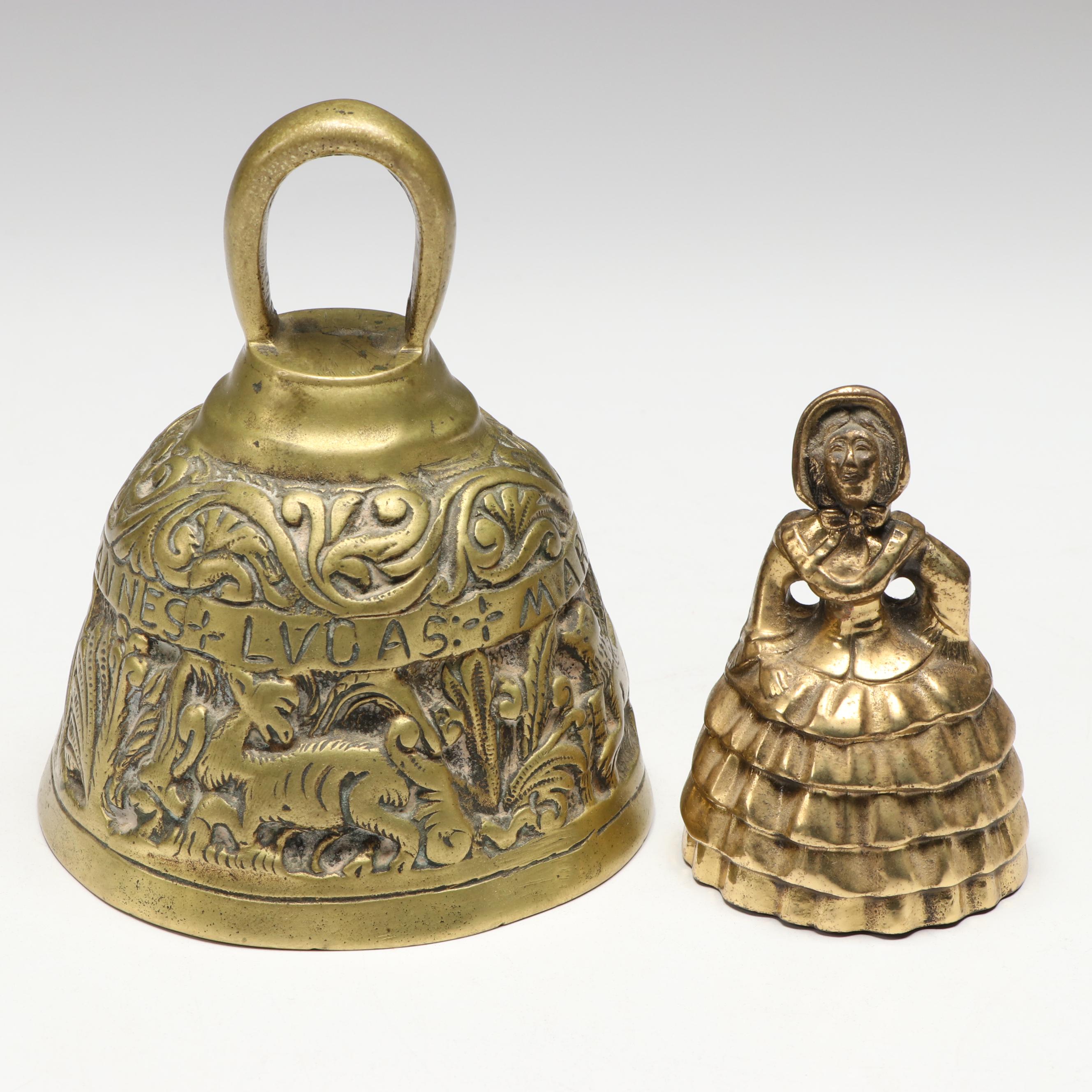 Vintage Brass Candlesticks and Bells