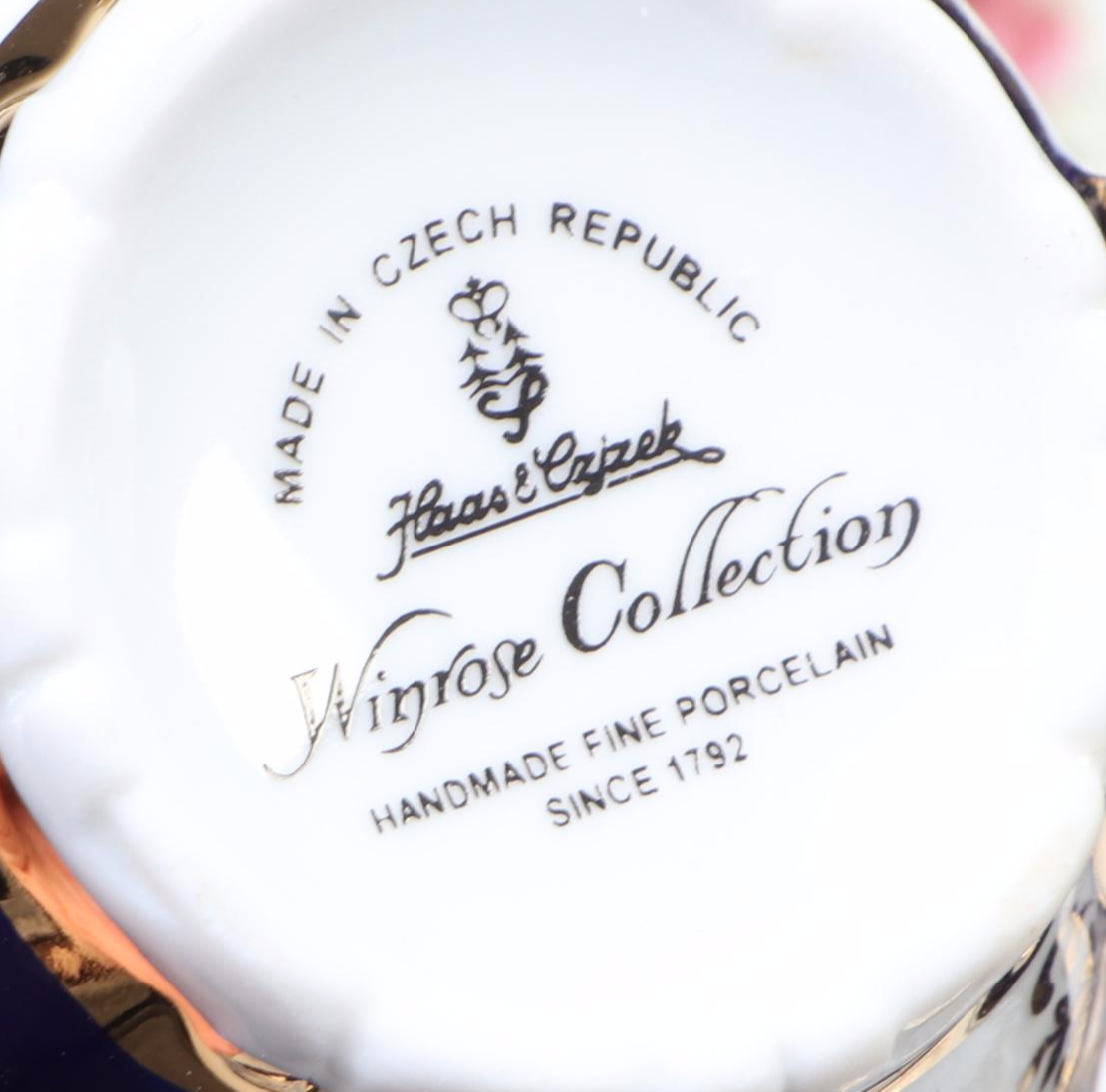 Haas & Czjzek Cobalt Blue Gold Gilt Floral Porcelain Dinnerware