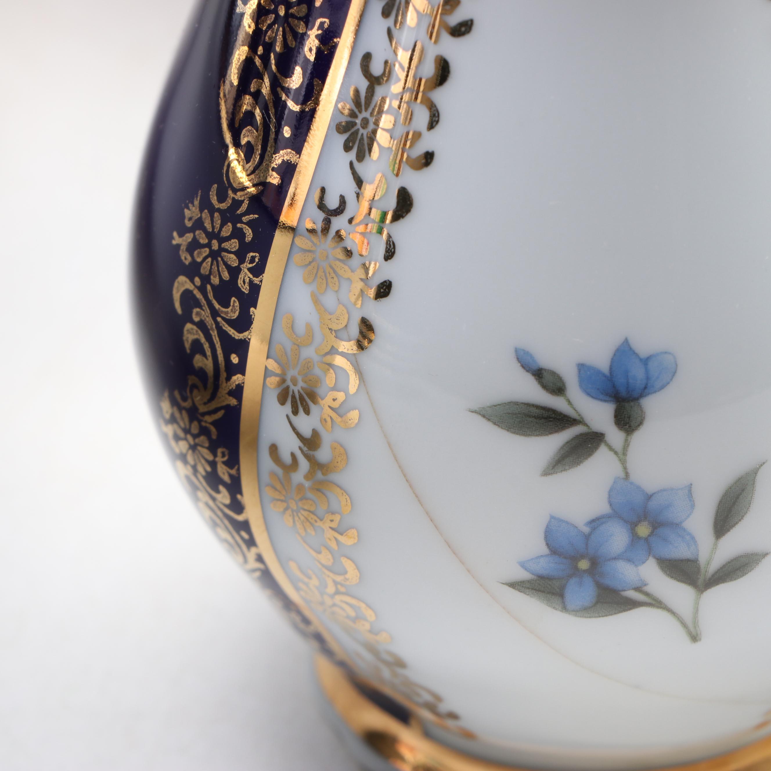 Haas & Czjzek Cobalt Blue Gold Gilt Floral Porcelain Dinnerware