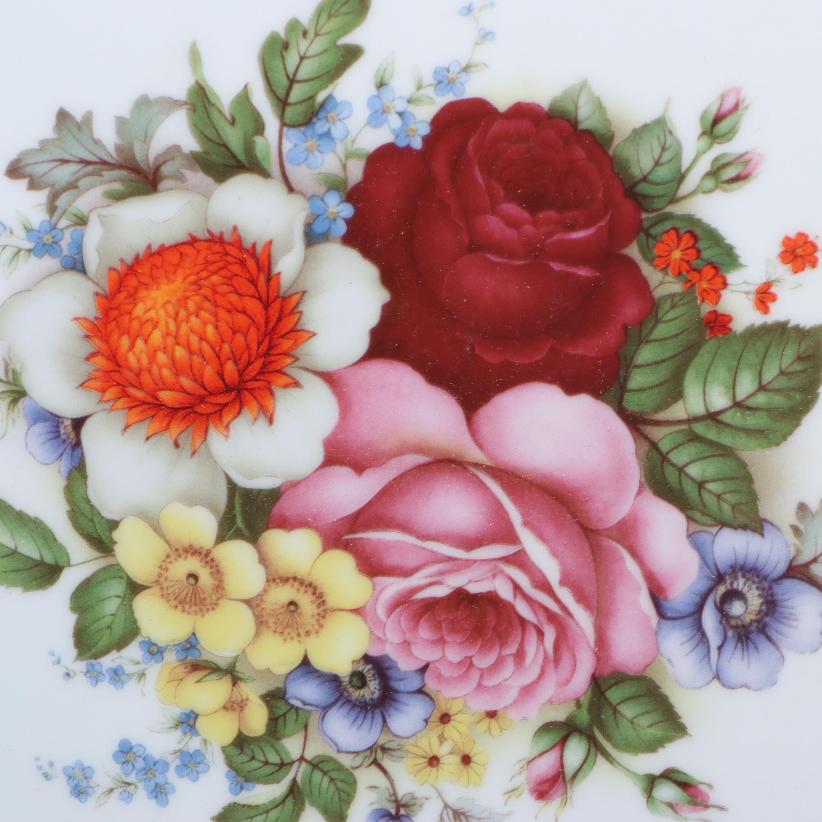 Haas & Czjzek Cobalt Blue Gold Gilt Floral Porcelain Dinnerware