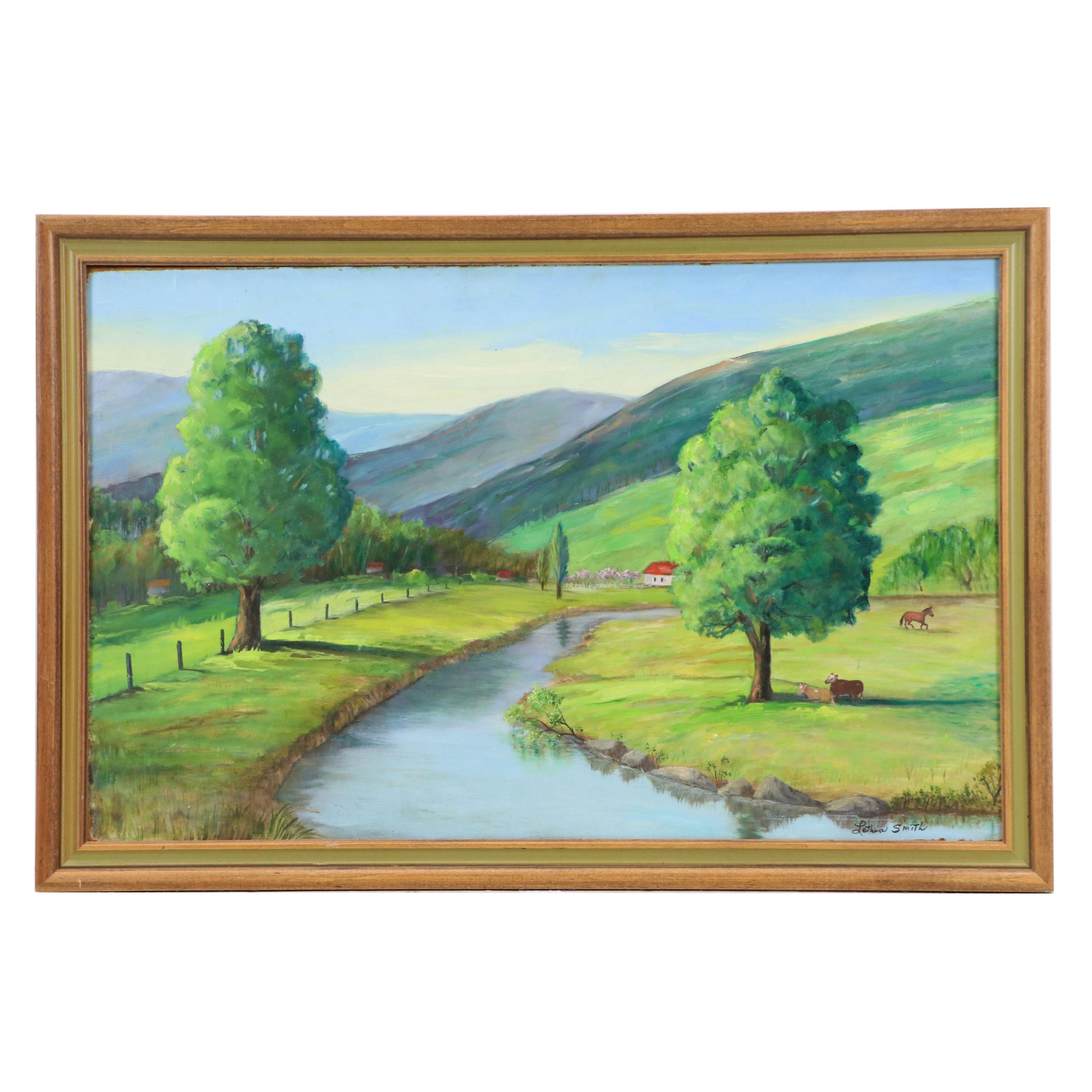 Lethia Smith Pastoral Landscape Oil Painting