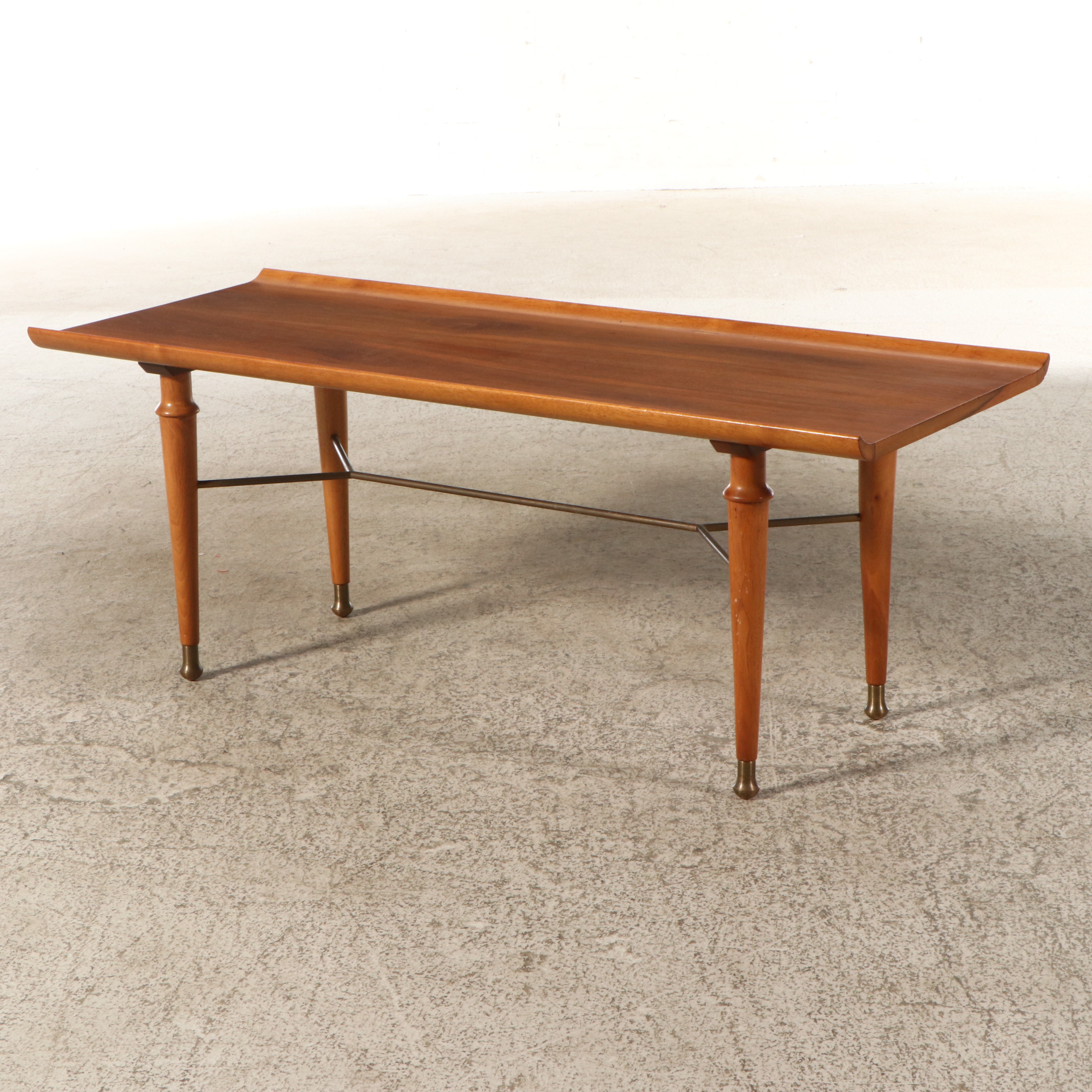 Danish Modern Style Teak and Brass Coffee Table, Mid-20th Century