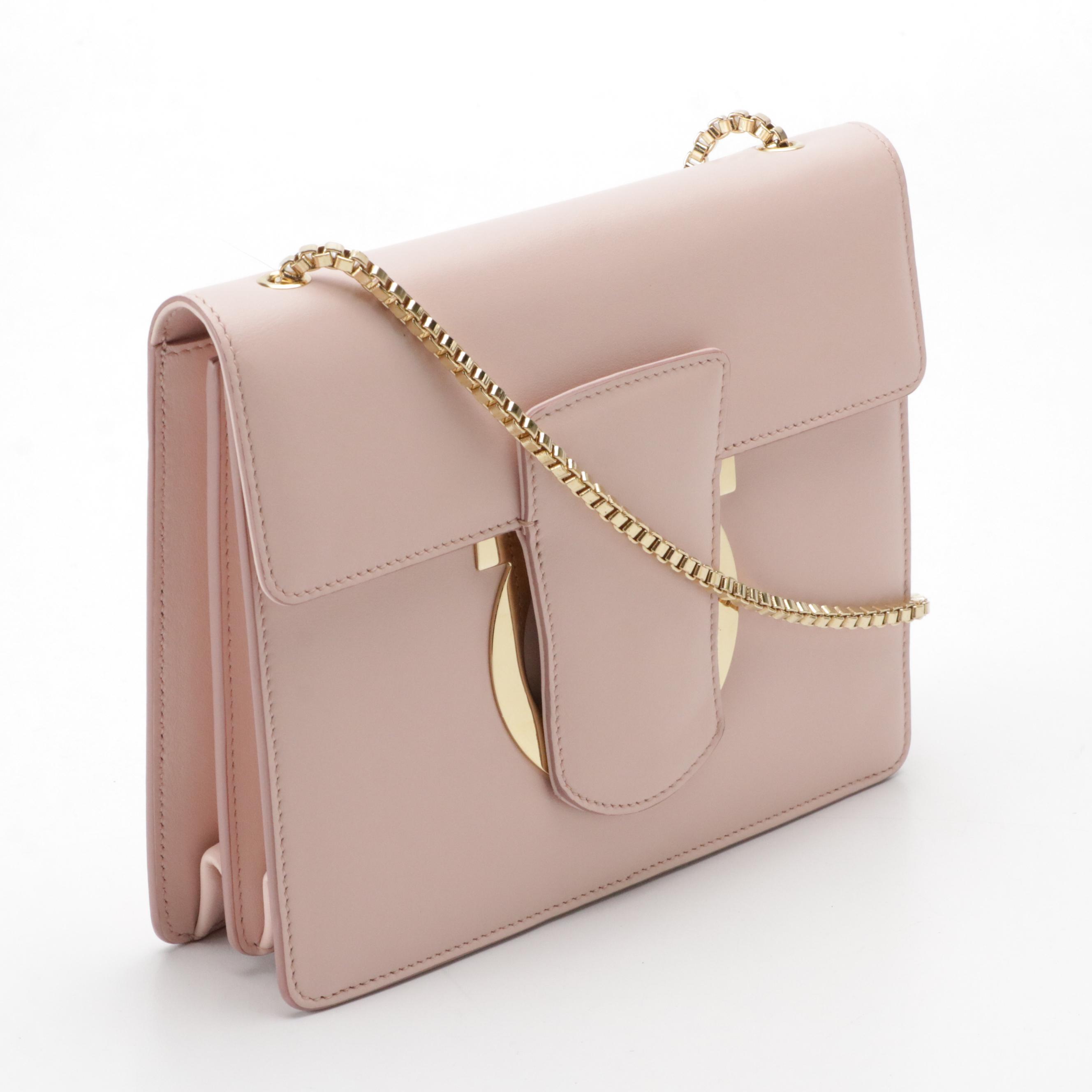 Salvatore Ferragamo Thalia Chain Strap Bag in Baby Pink Calfskin Leather