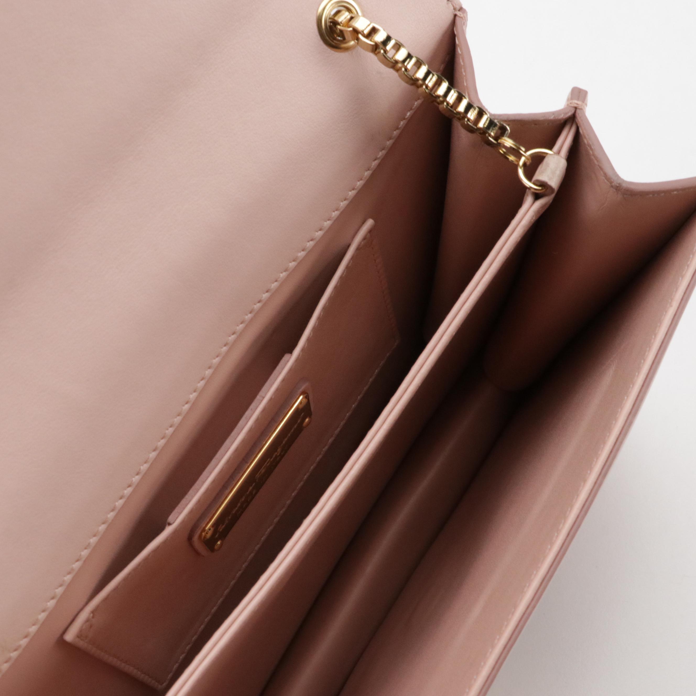 Salvatore Ferragamo Thalia Chain Strap Bag in Baby Pink Calfskin Leather