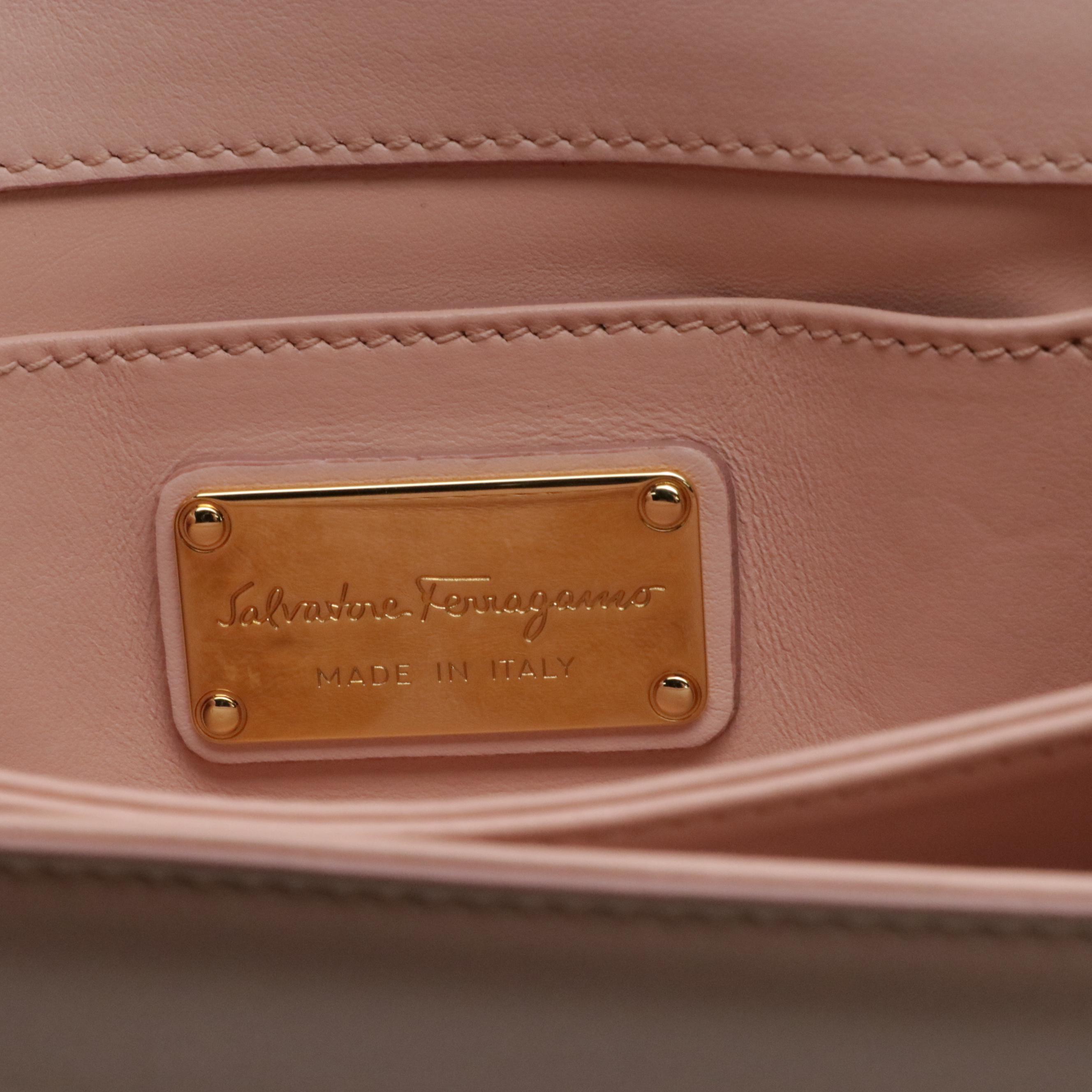 Salvatore Ferragamo Thalia Chain Strap Bag in Baby Pink Calfskin Leather