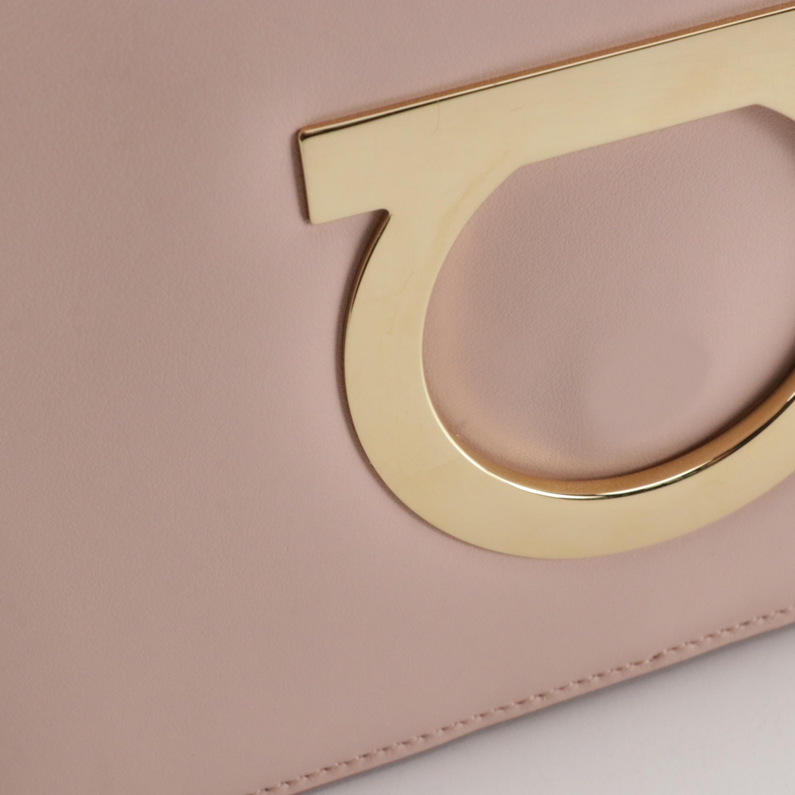 Salvatore Ferragamo Thalia Chain Strap Bag in Baby Pink Calfskin Leather