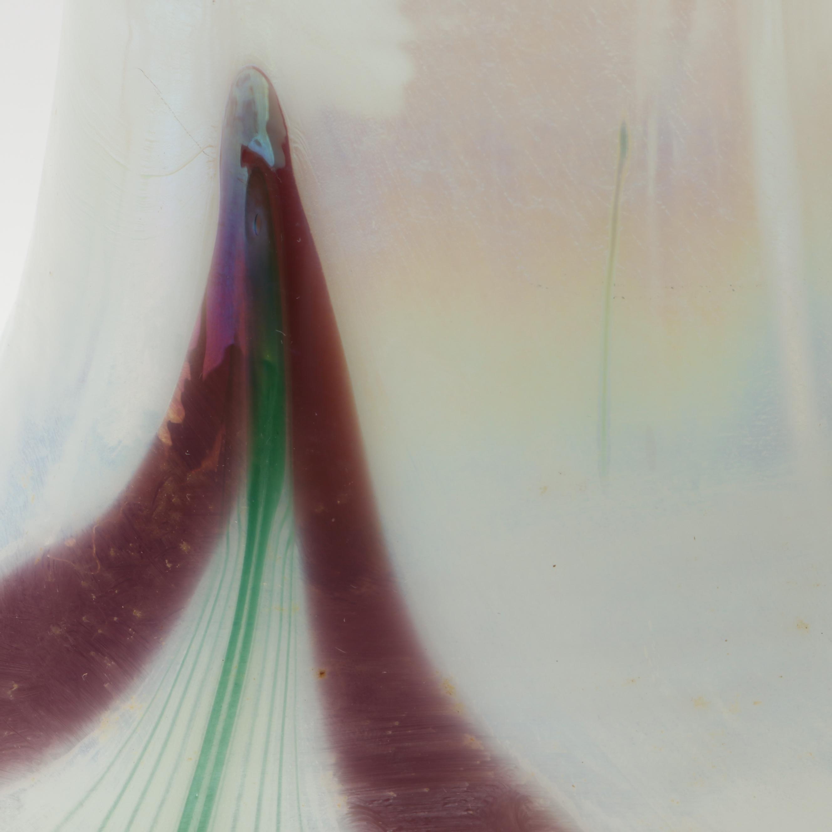 Fenton Hand-Painted and Pulled Feather Iridescent Ruffle Edge Vases