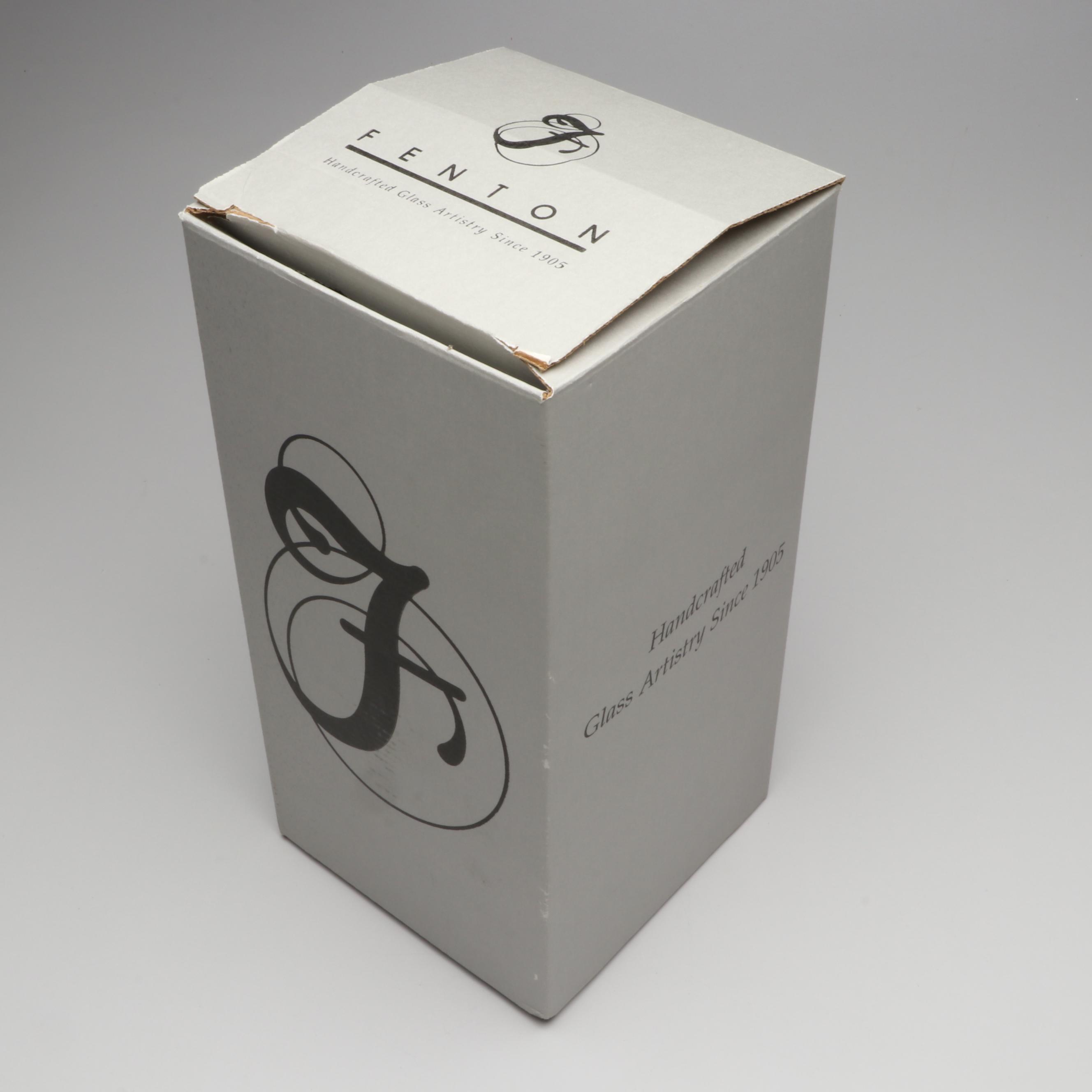 Fenton Hand-Painted and Pulled Feather Iridescent Ruffle Edge Vases