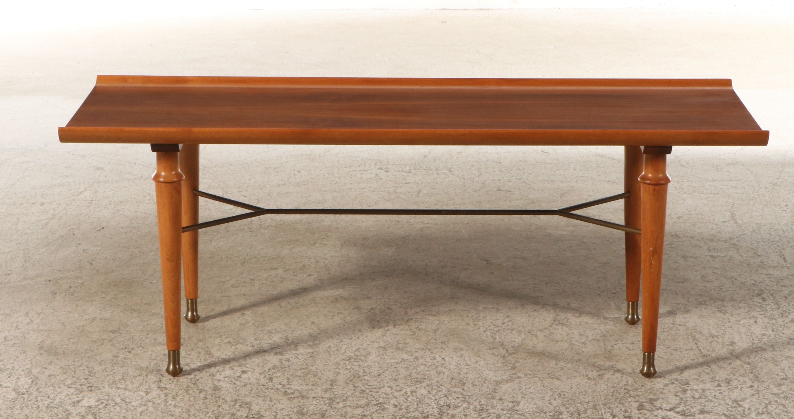 Danish Modern Style Teak and Brass Coffee Table, Mid-20th Century