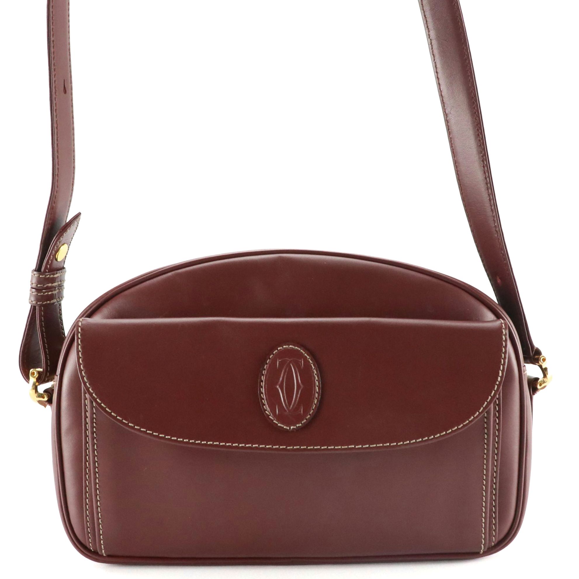 Must de Cartier Crossbody Bag in Burgundy Calfskin Leather
