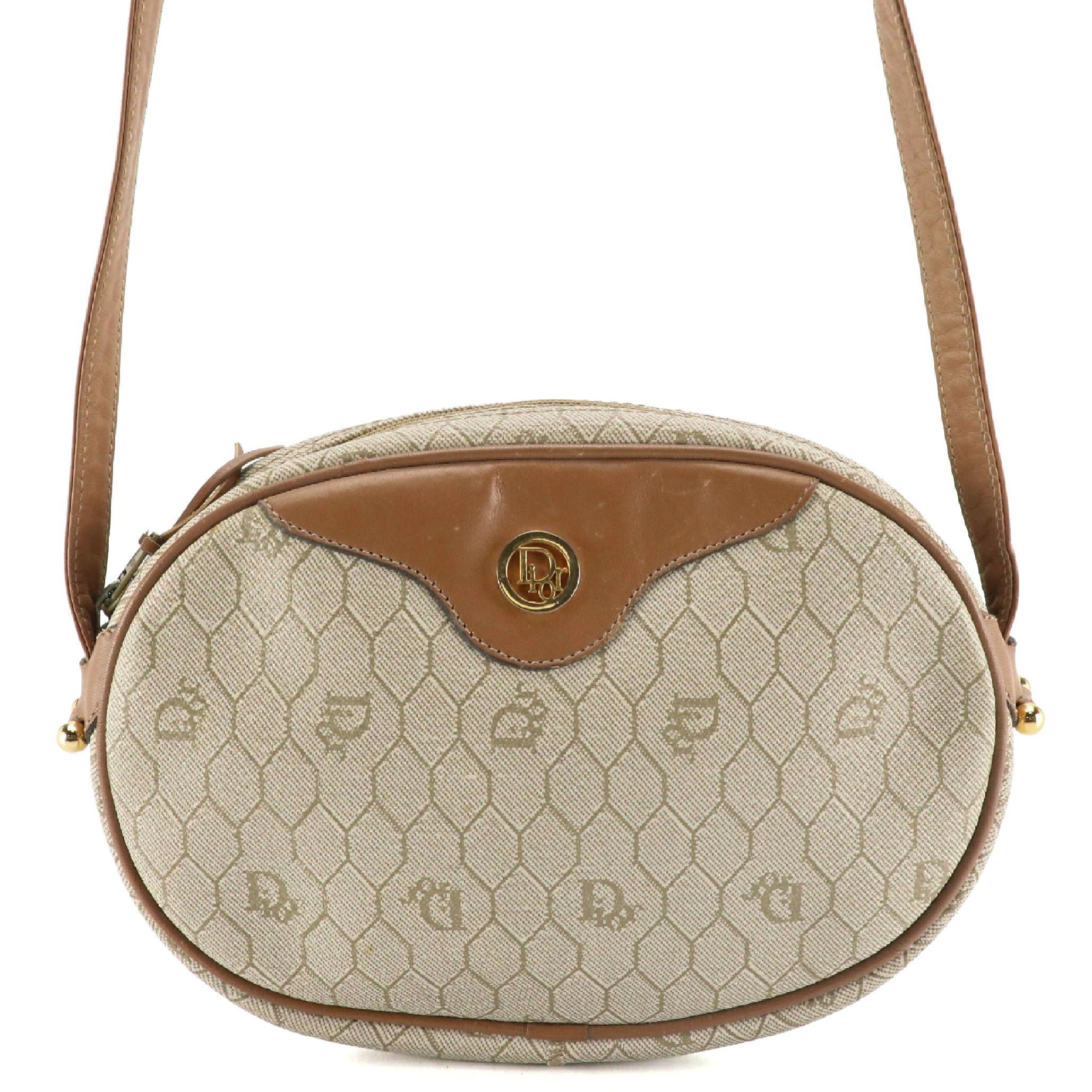 Christian Dior Crossbody Bag in Honeycomb Canvas and Leather