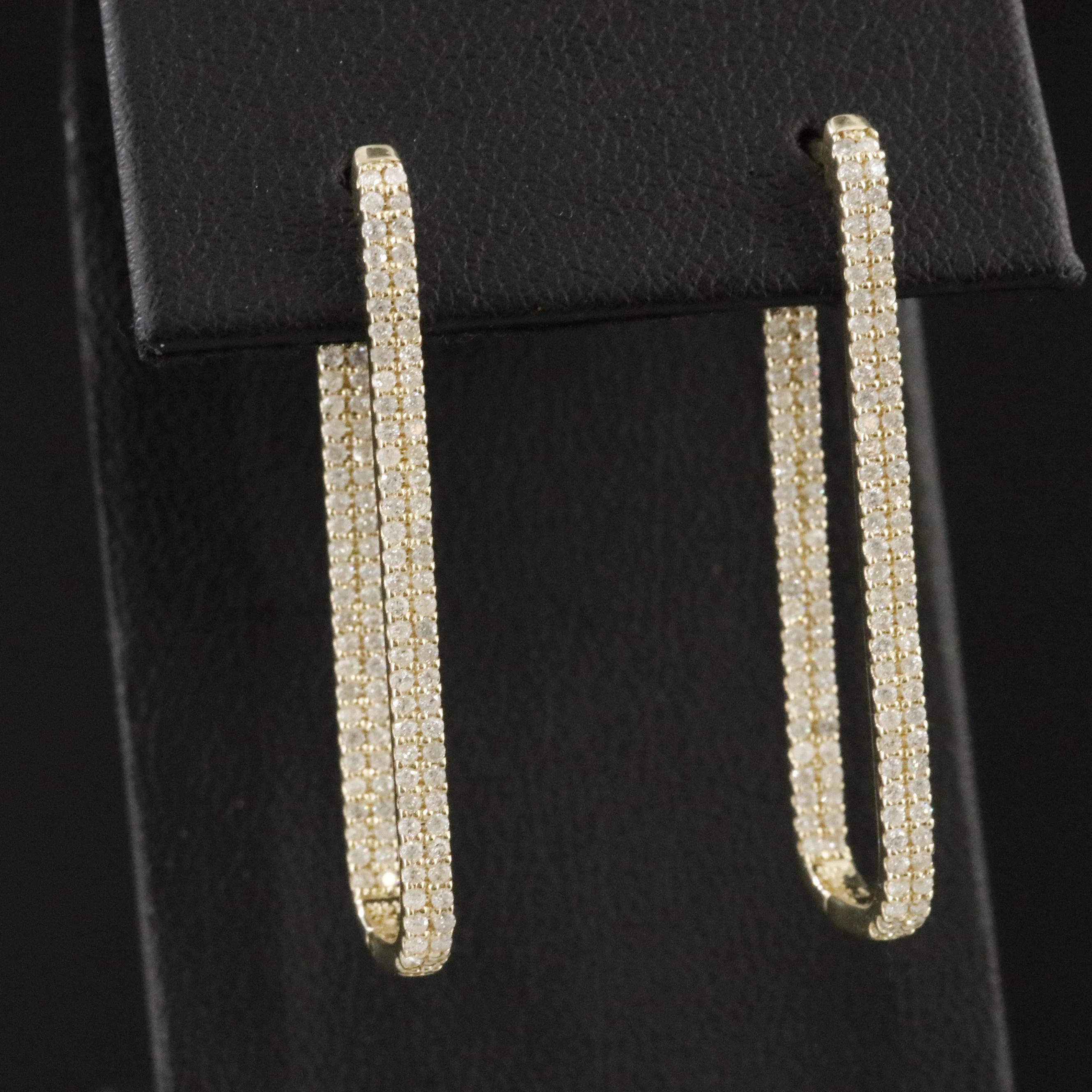 14K 1.00 CTW Diamond Rectangular Hoop Earrings