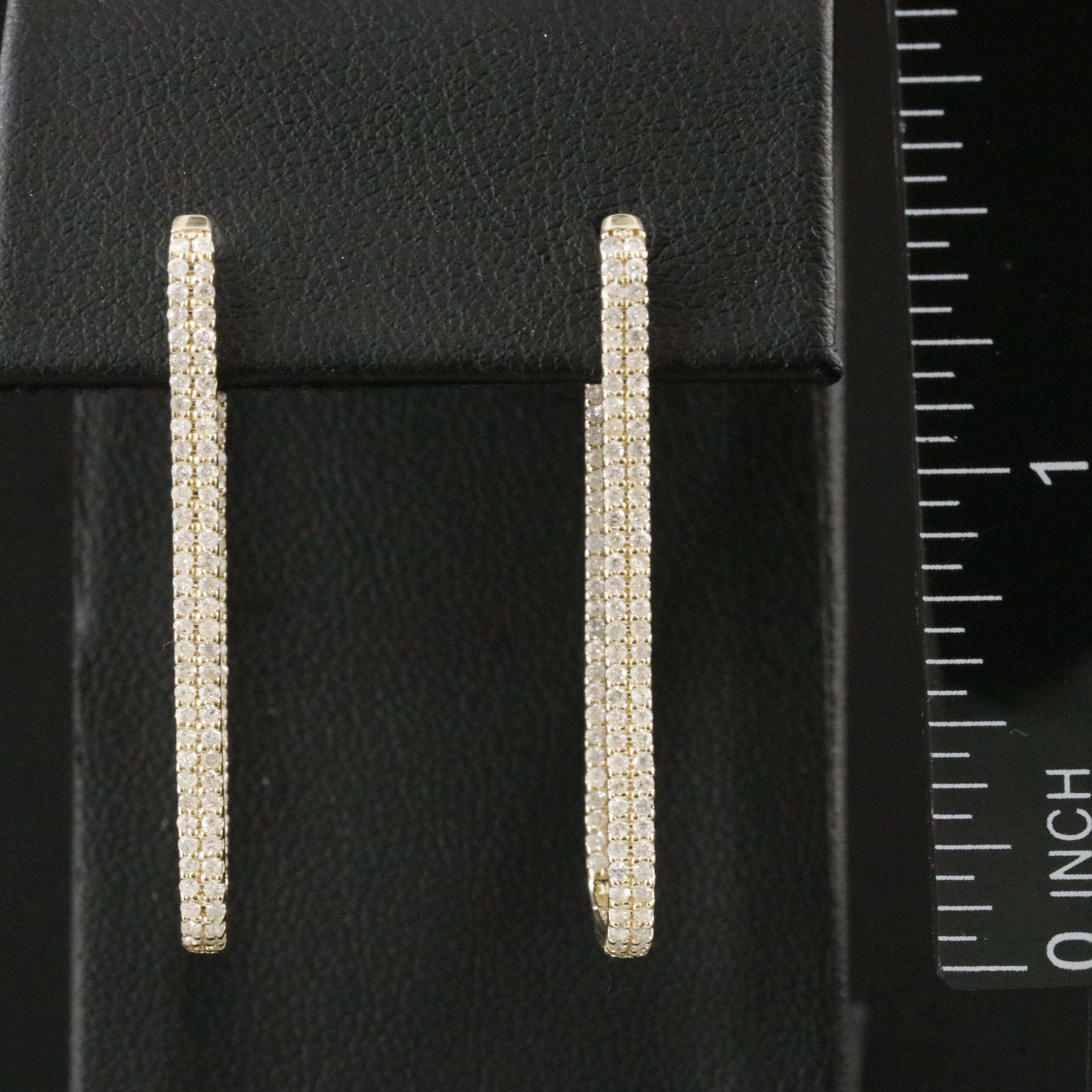 14K 1.00 CTW Diamond Rectangular Hoop Earrings