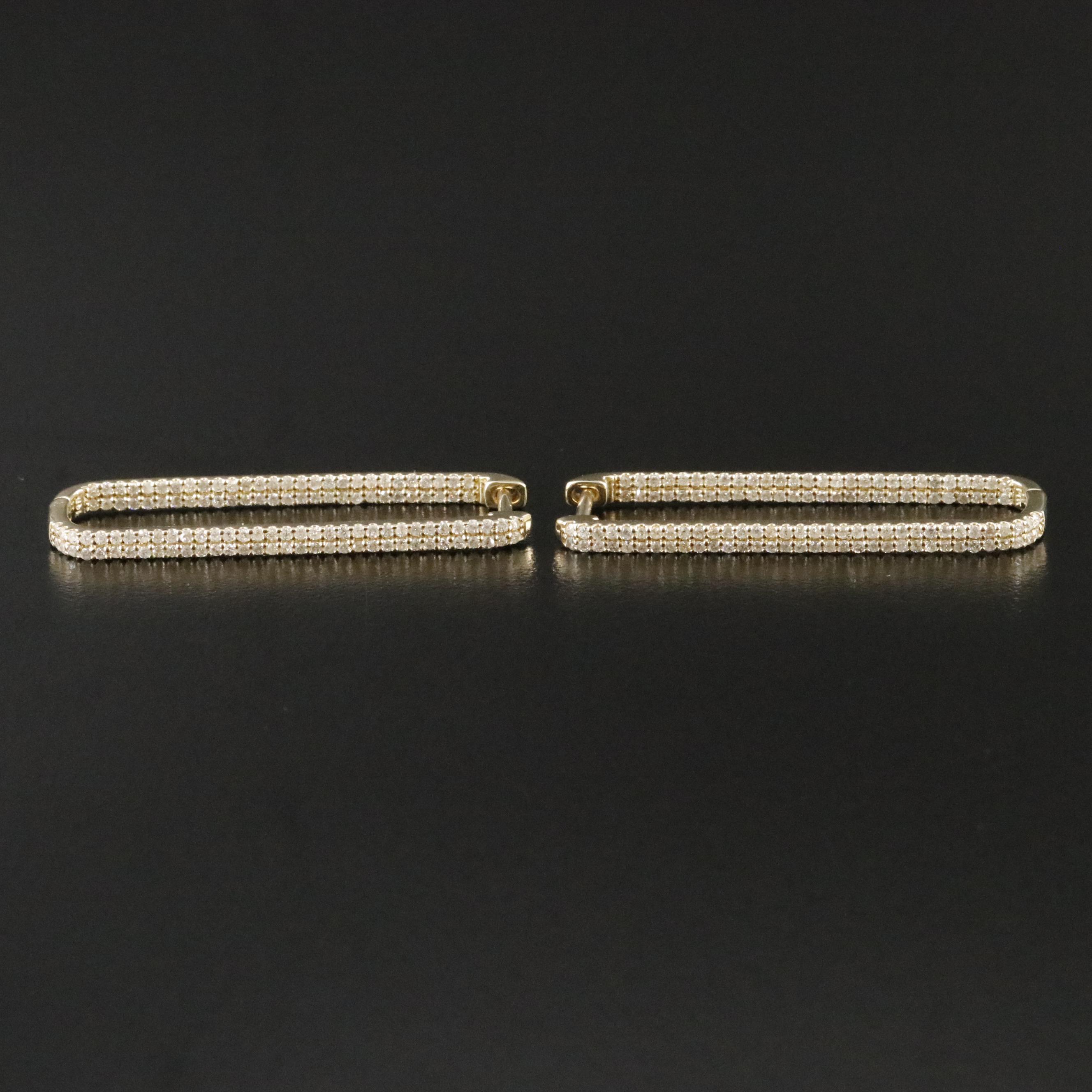 14K 1.00 CTW Diamond Rectangular Hoop Earrings