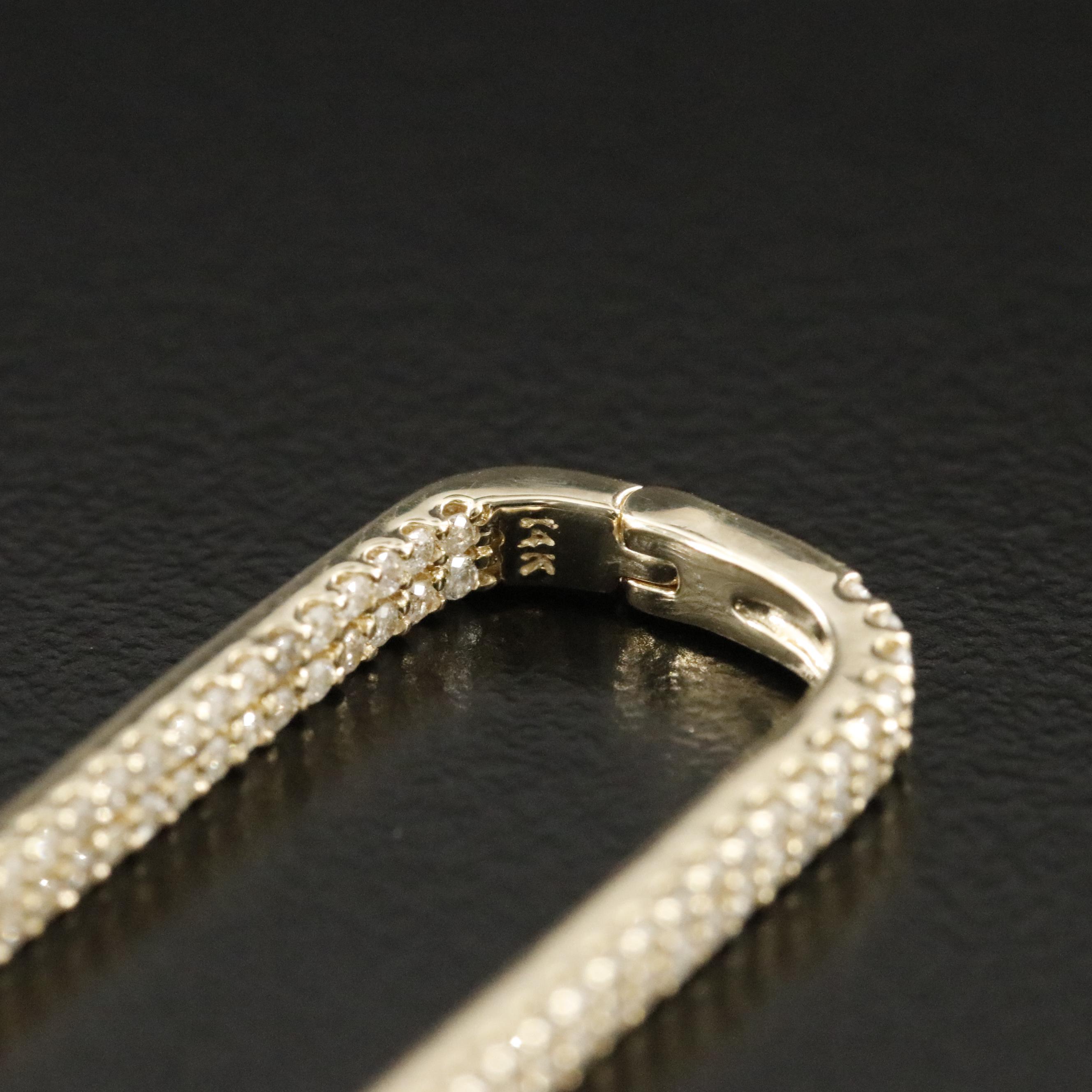 14K 1.00 CTW Diamond Rectangular Hoop Earrings