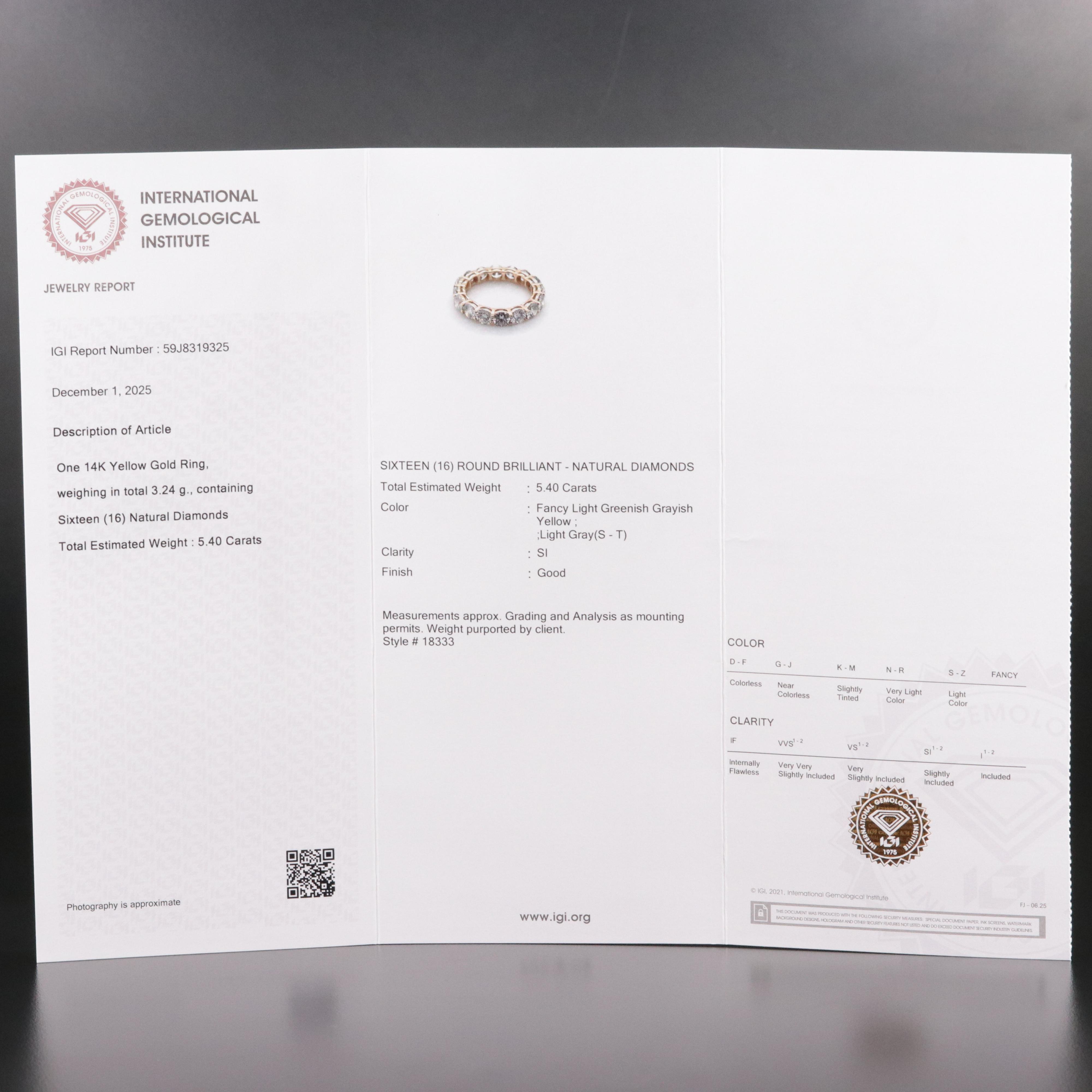 14K 5.40 CTW Diamond Fancy Eternity Band with IGI Jewelry Report