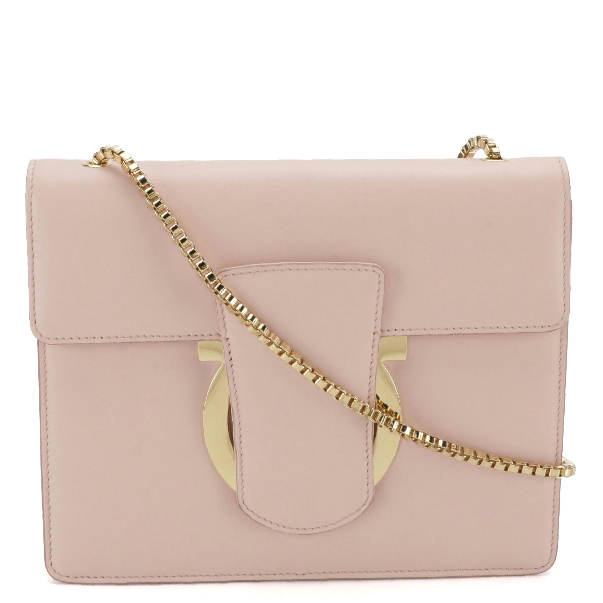 Salvatore Ferragamo Thalia Chain Strap Bag in Baby Pink Calfskin Leather