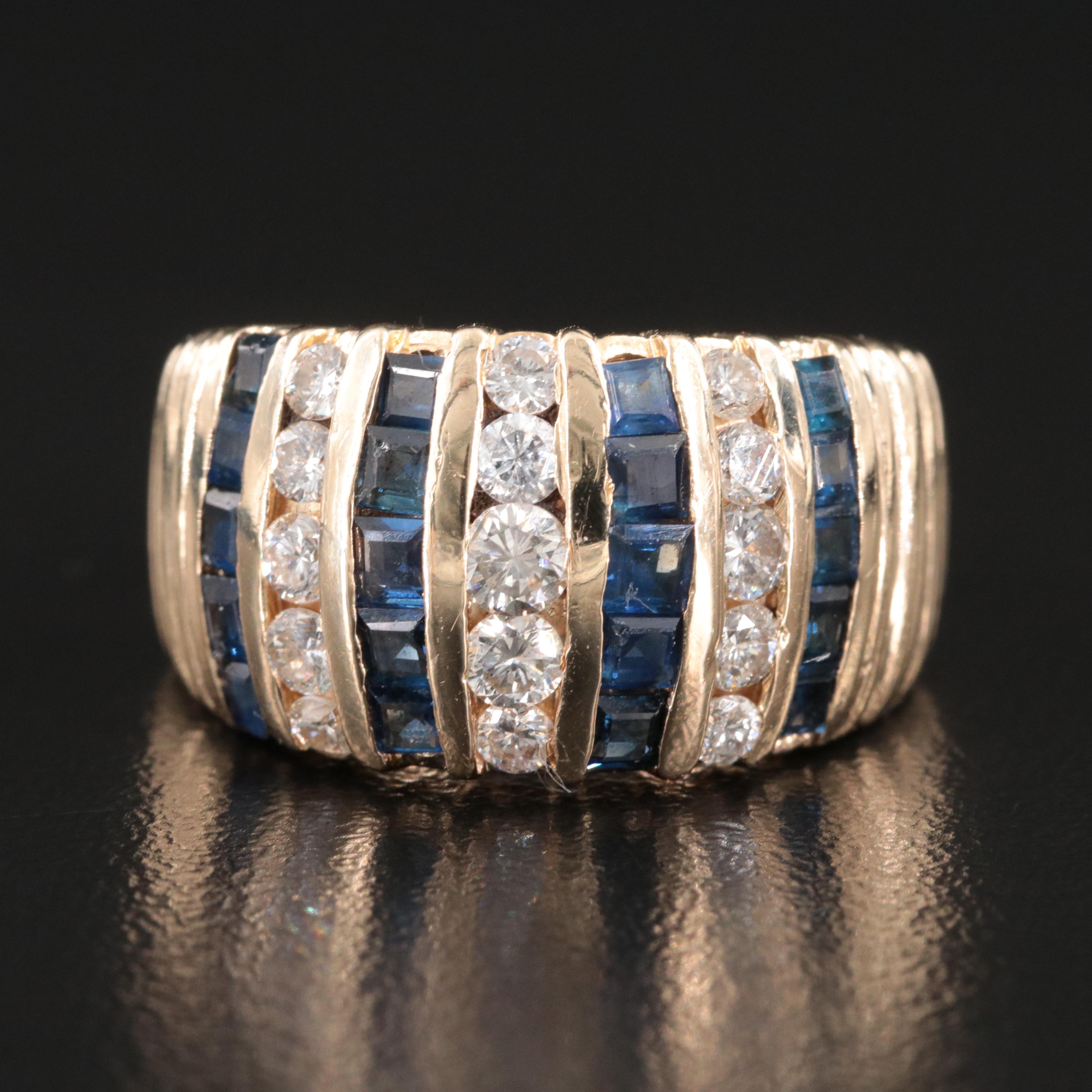 14K Diamond and Sapphire Ring