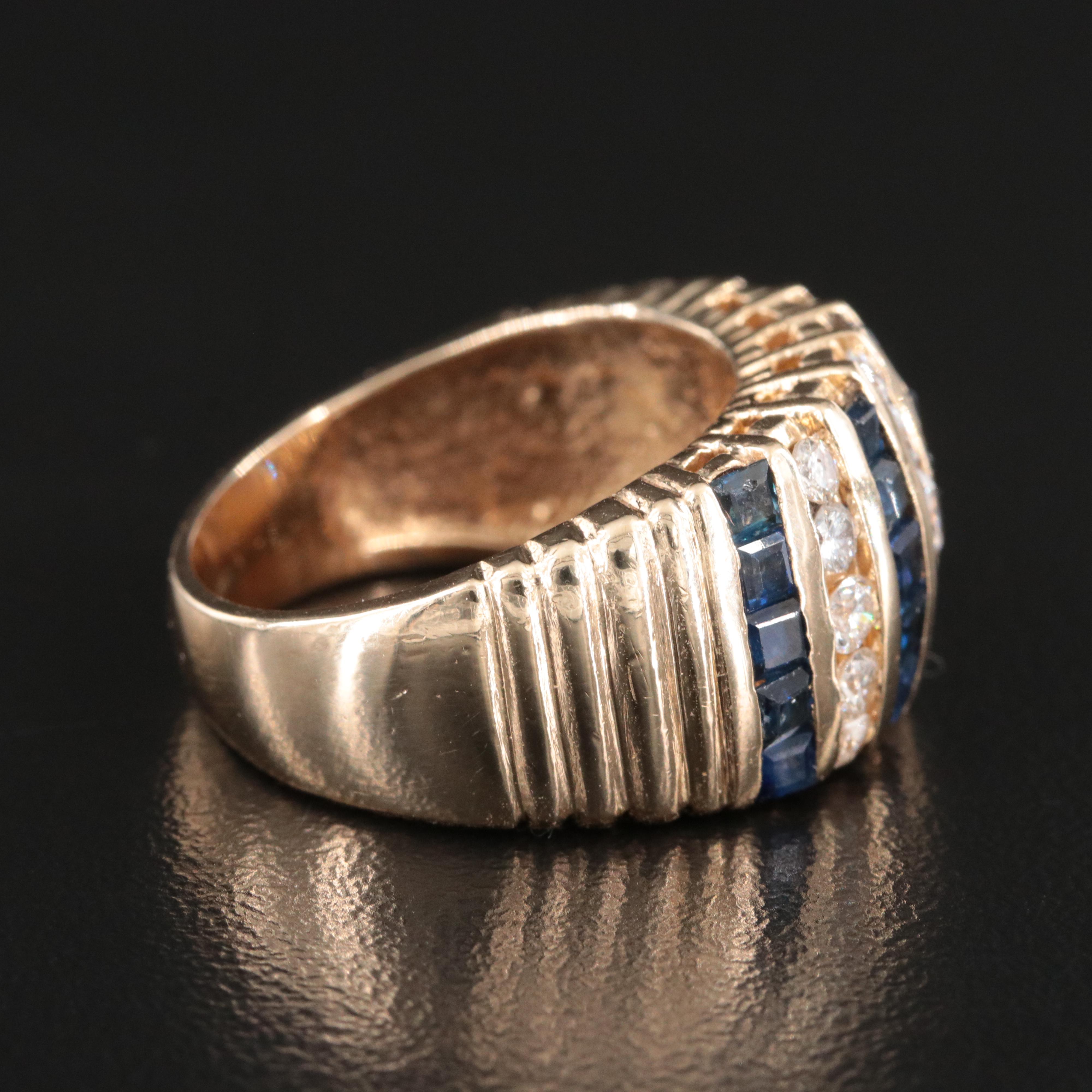 14K Diamond and Sapphire Ring